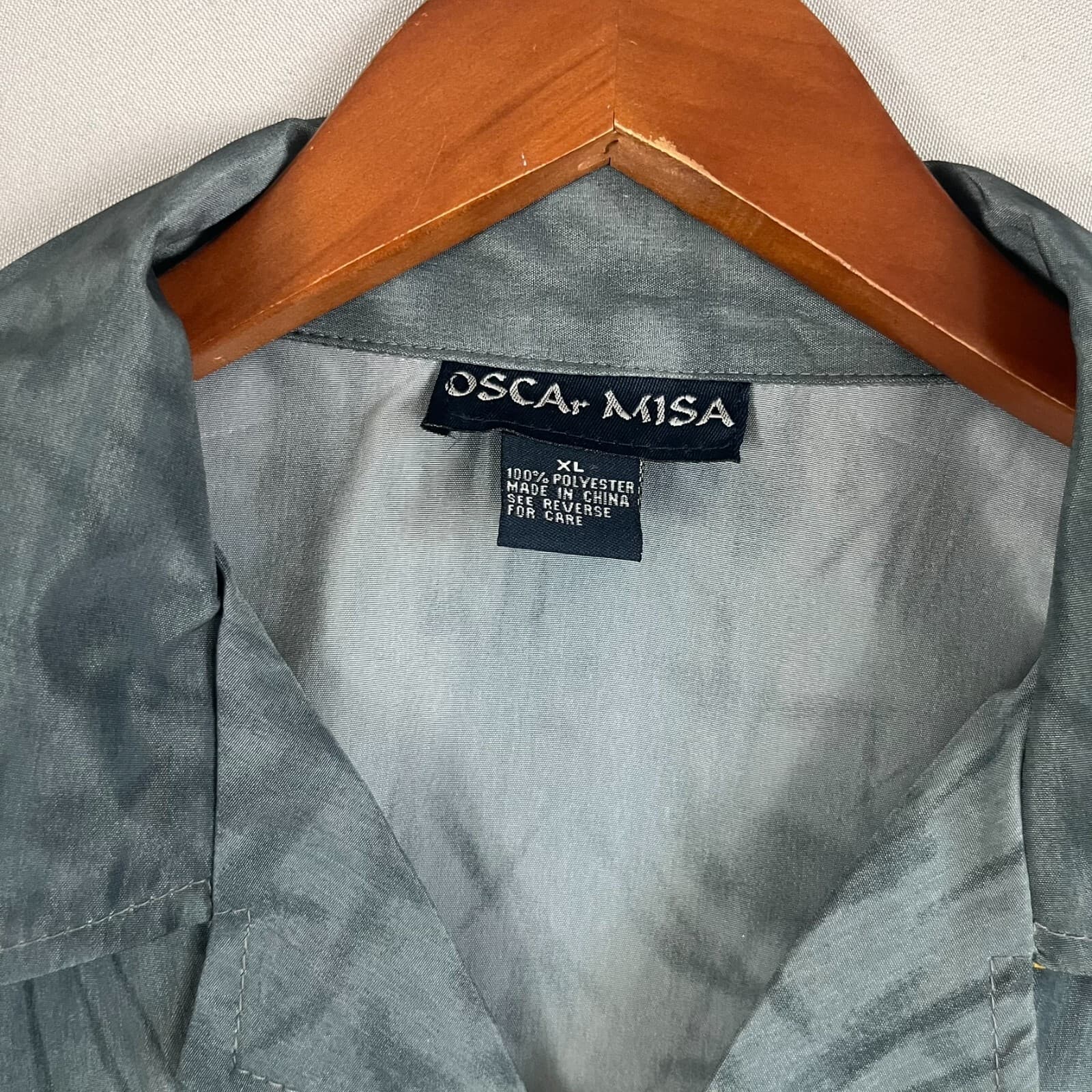 NWT Oscar Misa Mens Button Shirt Sz XL Tiger Graphic Grey Casual Short Sleeve - Thumbnail 3