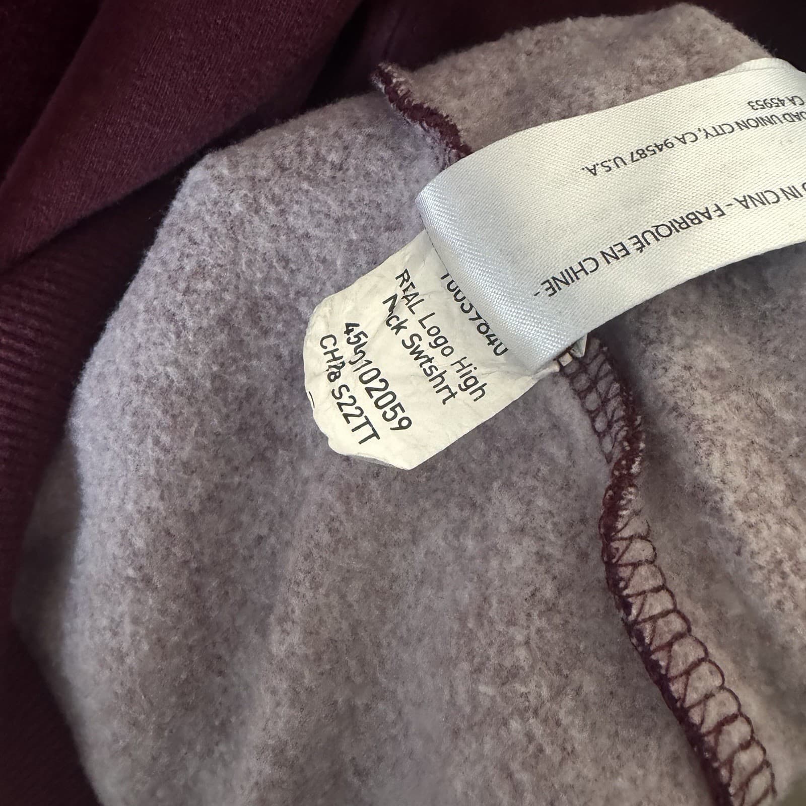 Ariat REAL Sweatshirt Womens MED Burgundy Funnel Neck Pullover Kangaroo Pocket - Thumbnail 5