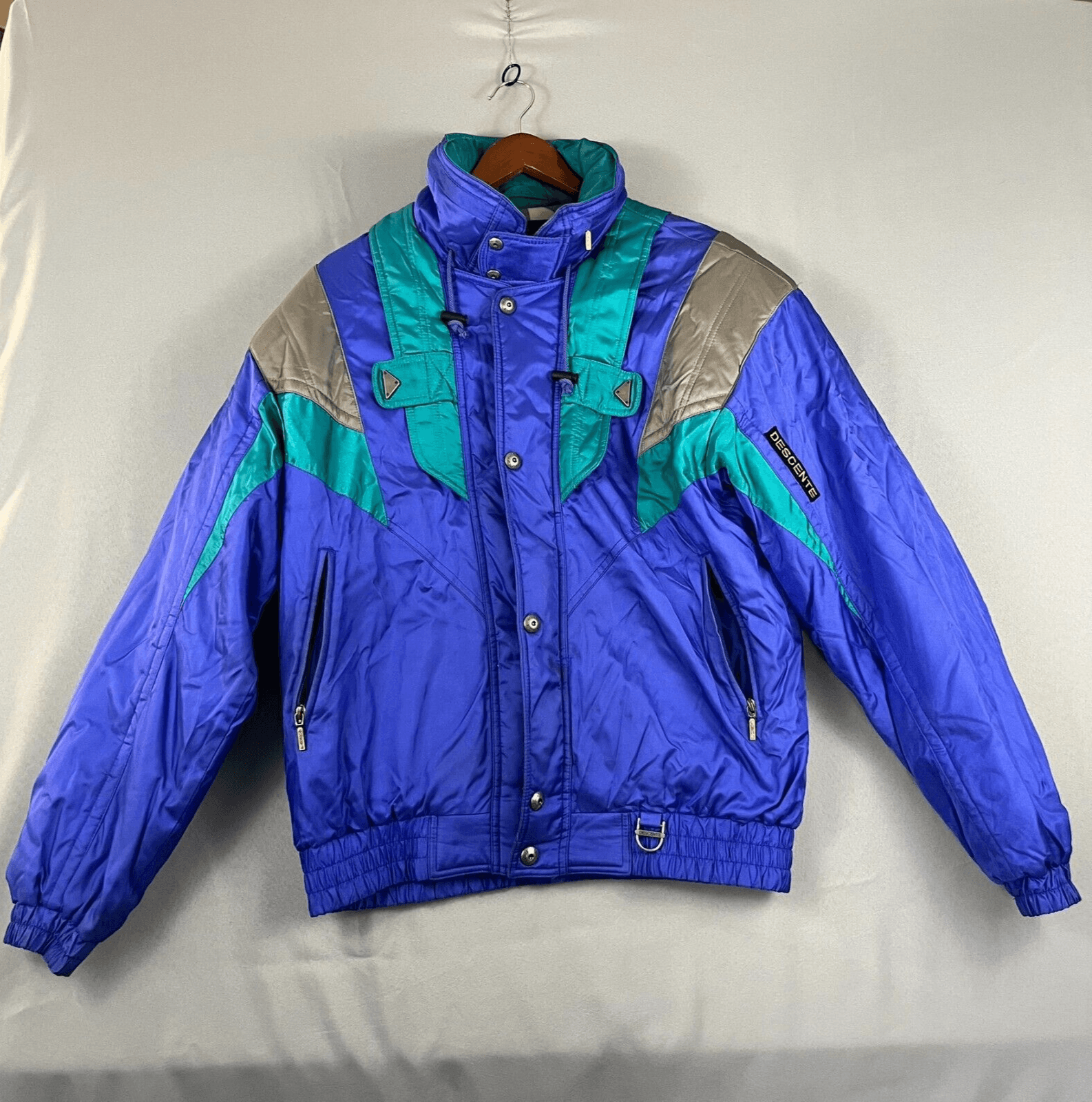 Vtg Descente Jacket Sz LG Blue Retro Ski Snowboarding Snow Outdoor Parka Coat - Thumbnail 2
