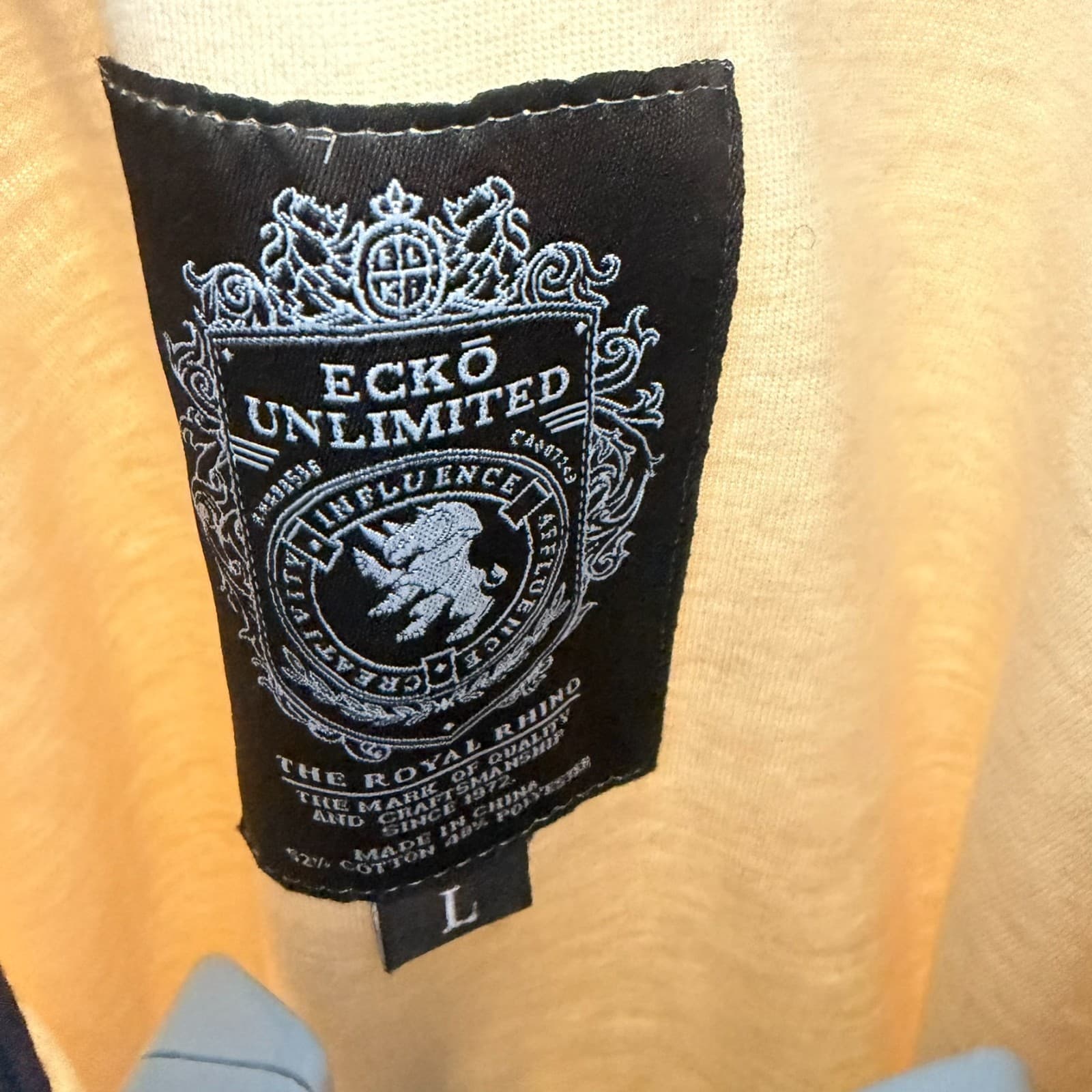Ecko Unlimited Jacket Size L Beige Zip-Up Rhinoceros Graphic Y2K Performance - Thumbnail 2