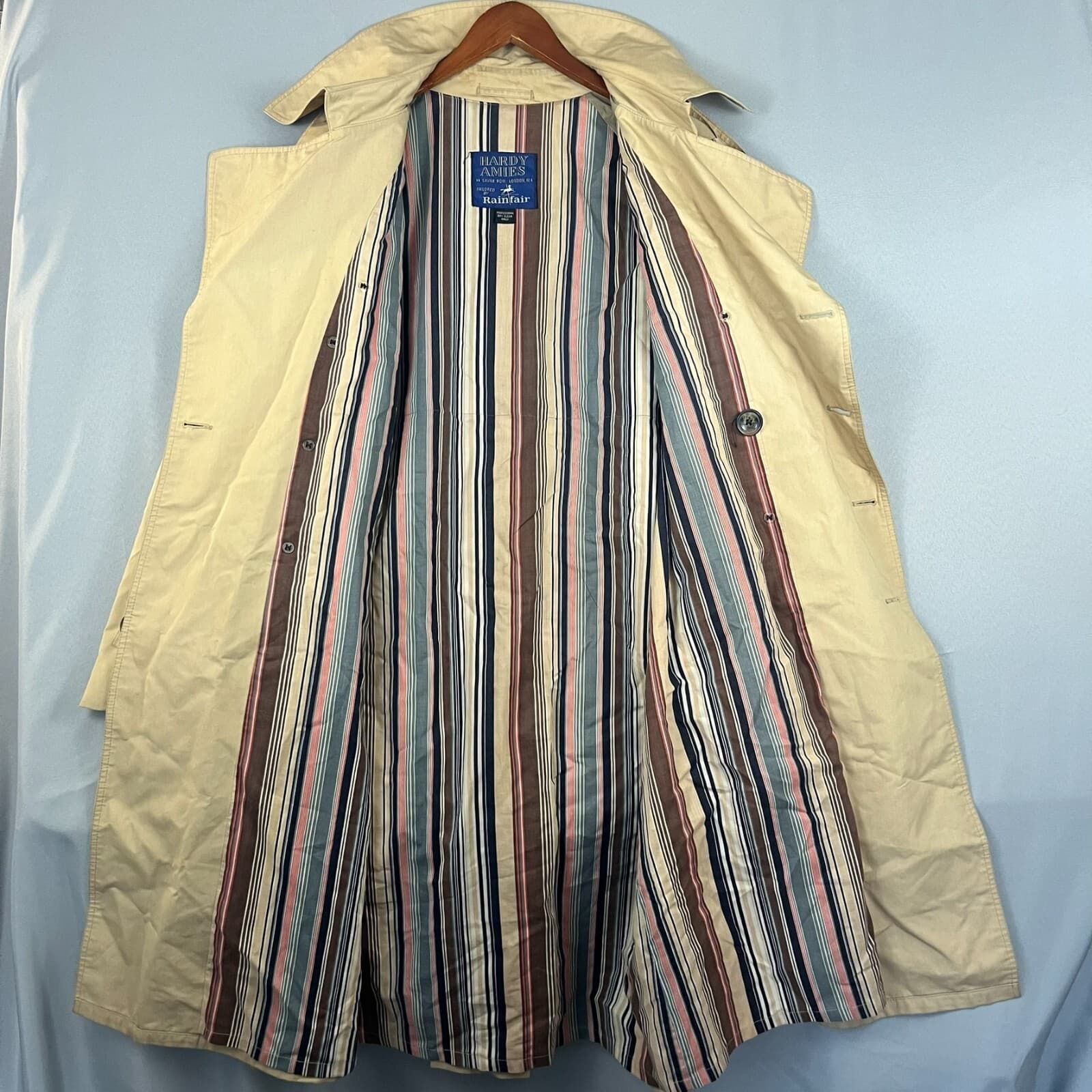 Hardy Amies Rainfair Mens Trench Coat Brown Double Breasted Belted Fishermancore - Thumbnail 6