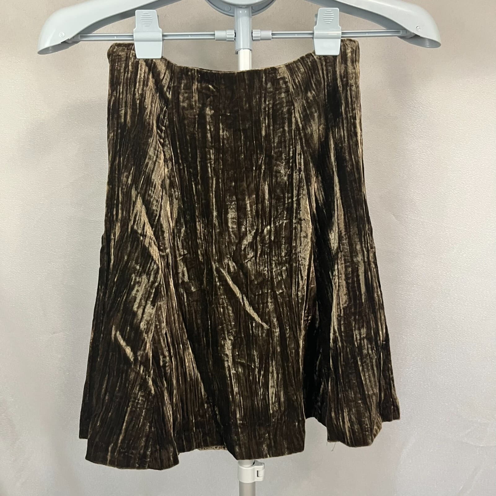Maeve Anthropologie A-Line Skirt Womens 0 Green Velour Shiny Viscose Stretch - Thumbnail 4