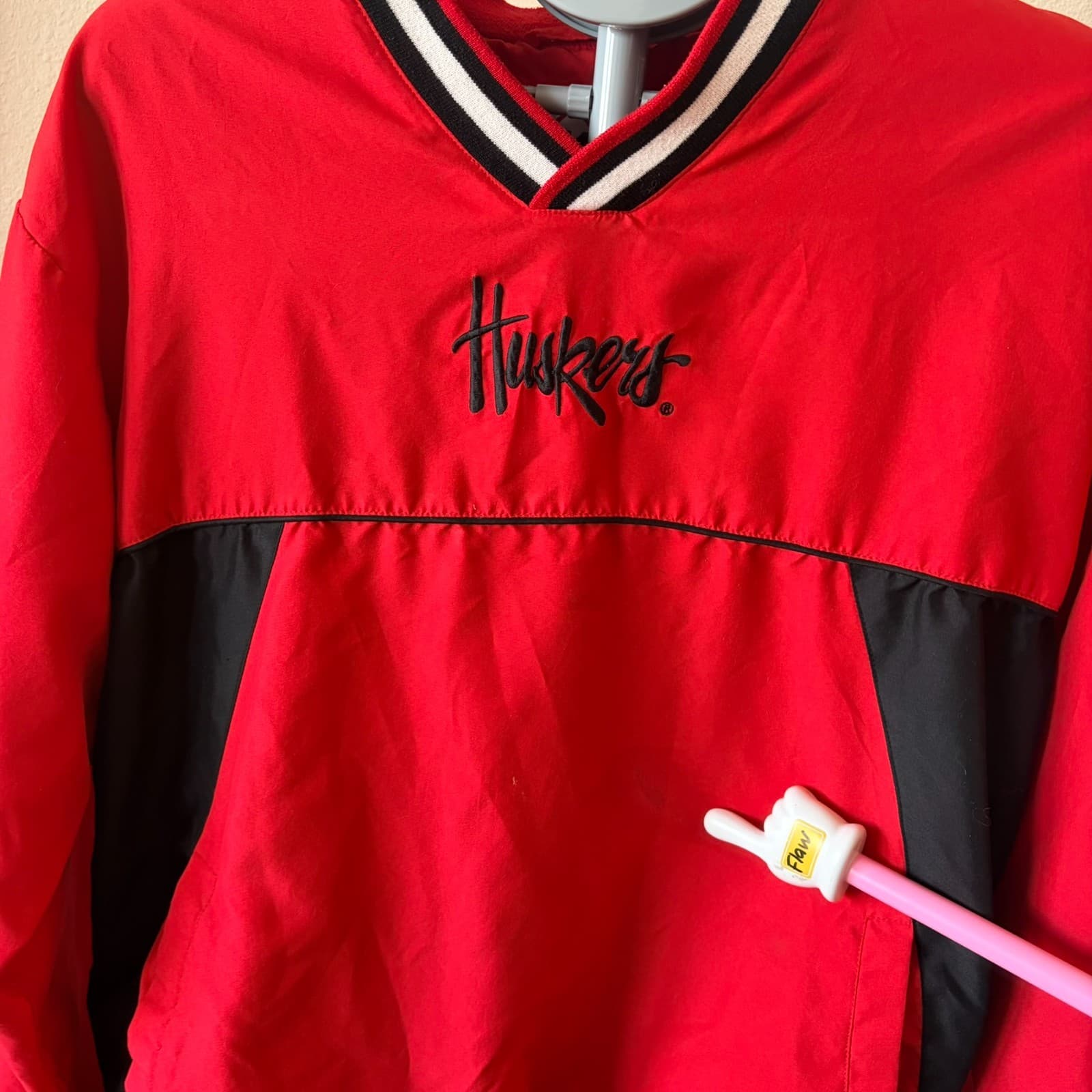 Nebraska Huskers Jacket SM Red Black Pullover V-Neck Embroidered Logo 58 Sports - Thumbnail 5