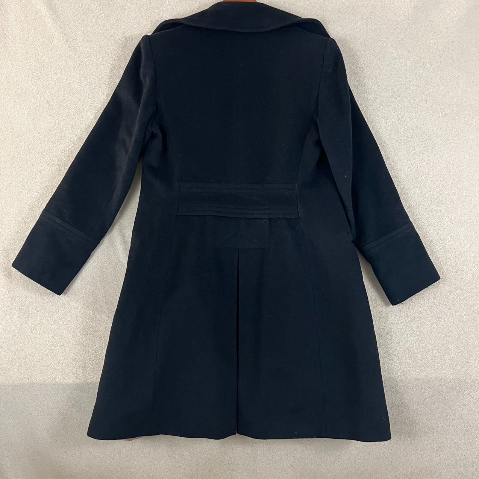MAX&CO. Classic Coat Womens Black Size 42 Wool Pea Coat Mantello Metal Buckles - Thumbnail 9