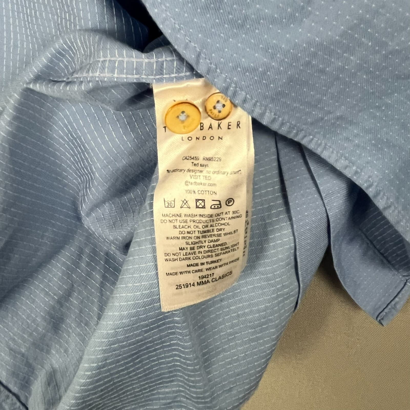 Lot Of 2 Ted Baker Shirt Mens 3 Gray Blue 100% Cotton Professional Career Office - Thumbnail 6