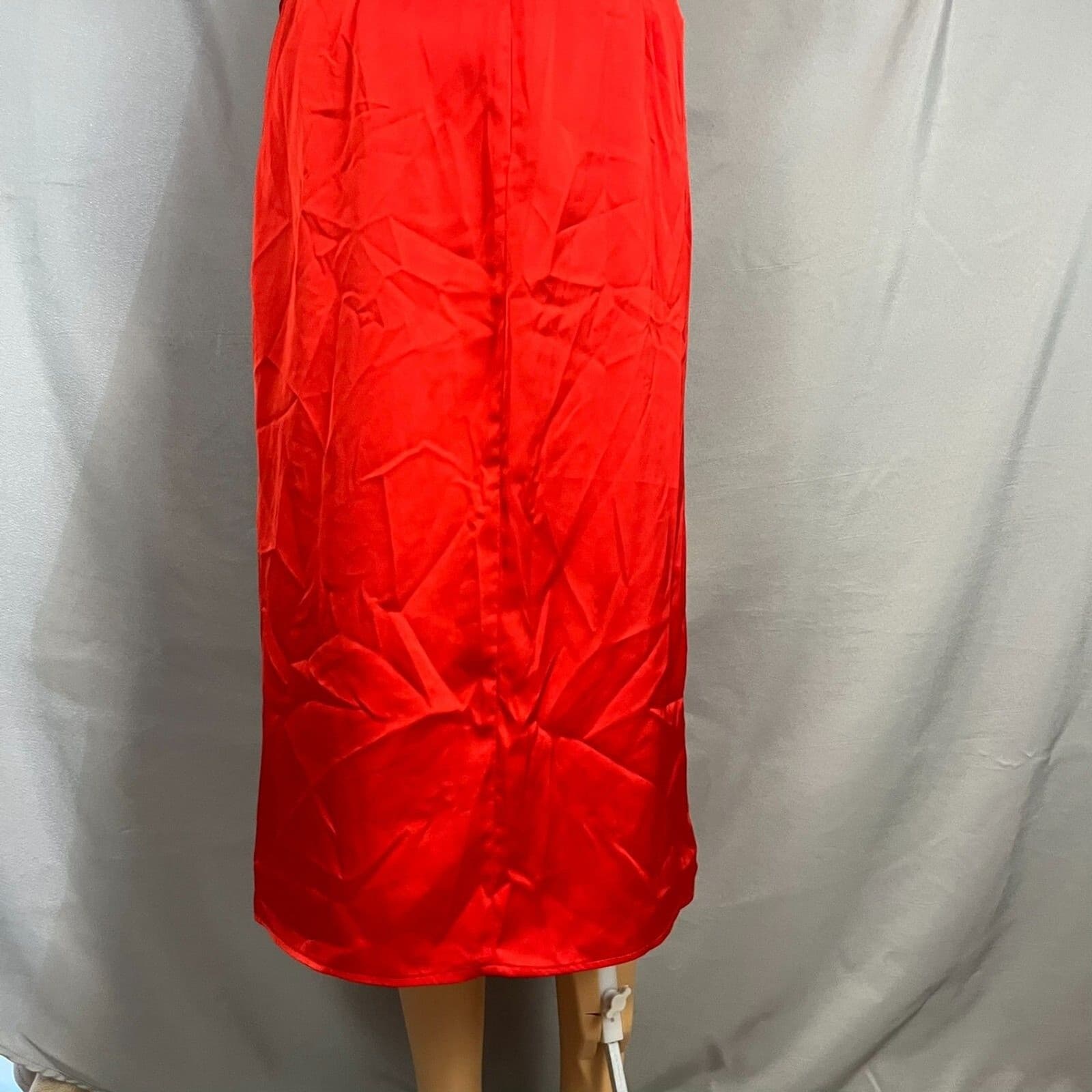 Red Satin Slip Dress Size Small Cowl Neck Midi Valentine’s Day Date Night Flirty - Thumbnail 12