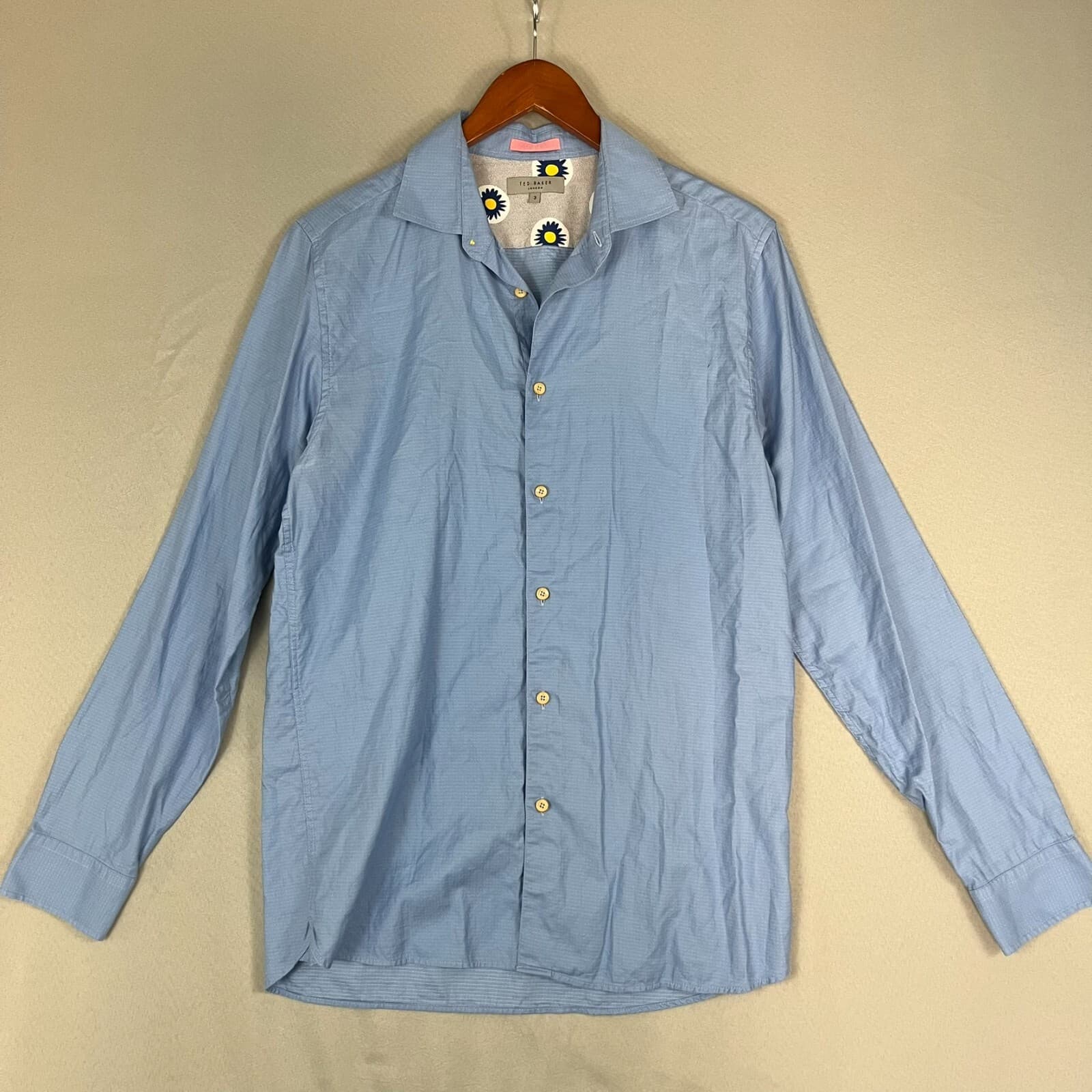 Lot Of 2 Ted Baker Shirt Mens 3 Gray Blue 100% Cotton Professional Career Office - Thumbnail 4