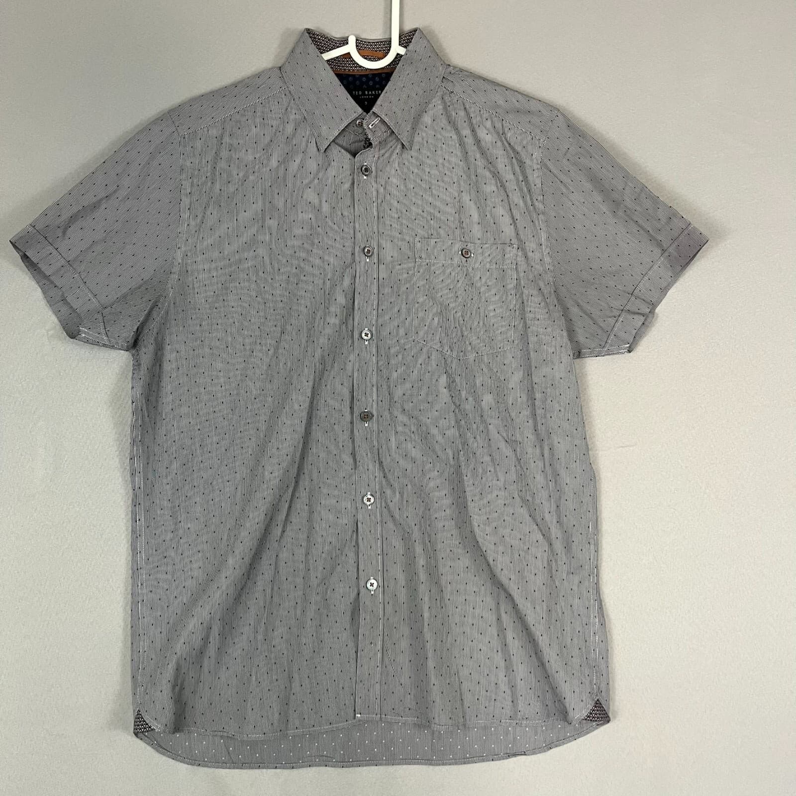 Lot Of 2 Ted Baker Shirt Mens 3 Gray Blue 100% Cotton Professional Career Office - Thumbnail 7