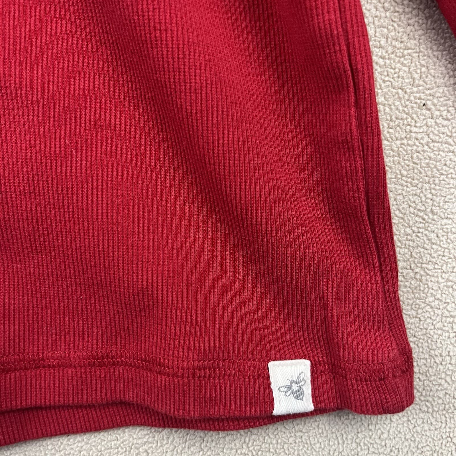 Burts Bees Unisex Sweater Sz XL Red Organic Cotton Long Sleeve Shirt Base Layer - Thumbnail 2
