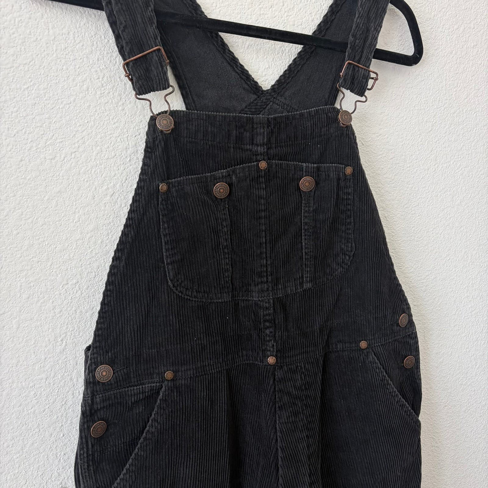 Jordache Overalls Women Medium Black Corduroy Girlfriend Vintage Bibs Utility - Thumbnail 2