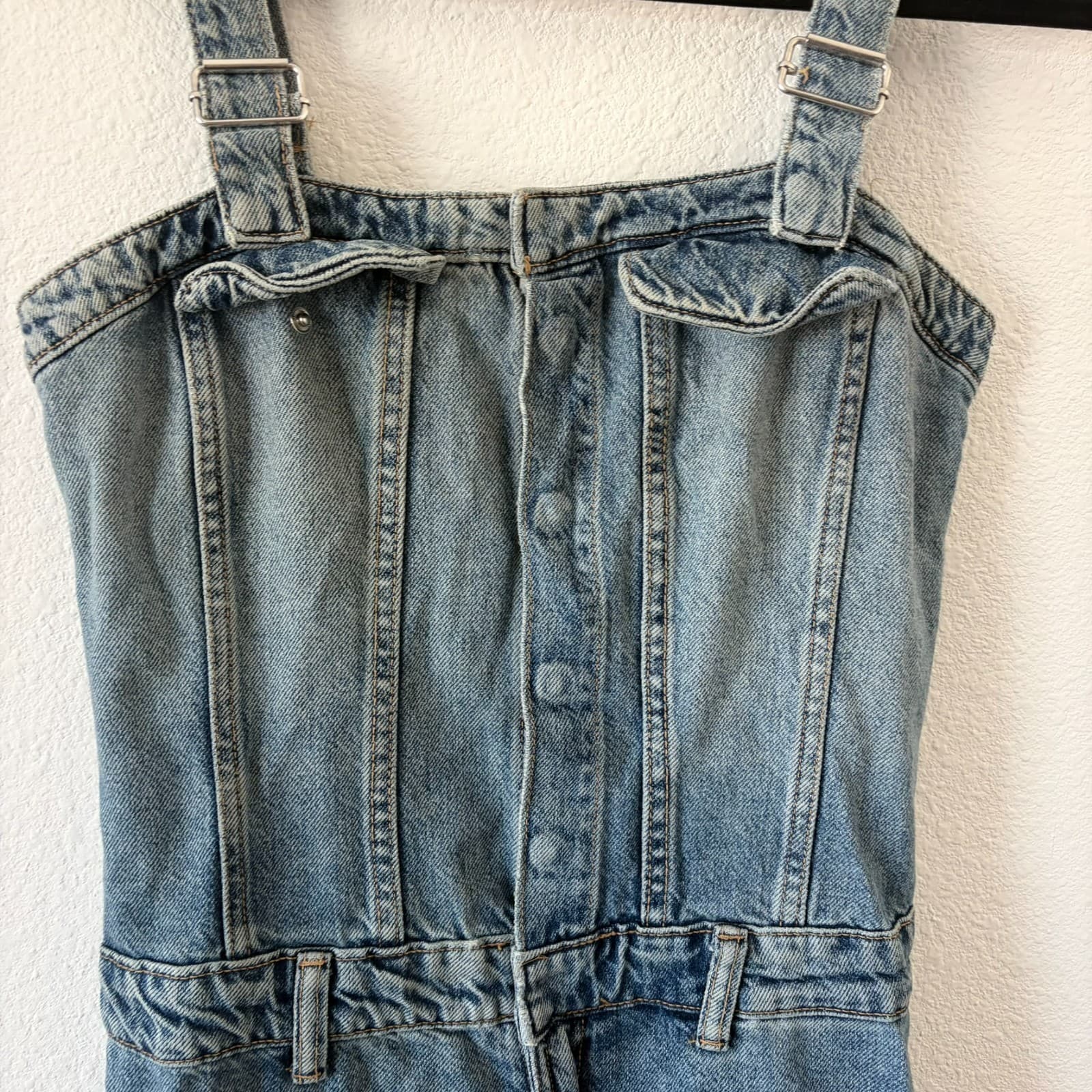 Zara Cargo Jumpsuit SM Adjustable Straps Patch Pockets Smocked Back Blogger Fave - Thumbnail 12
