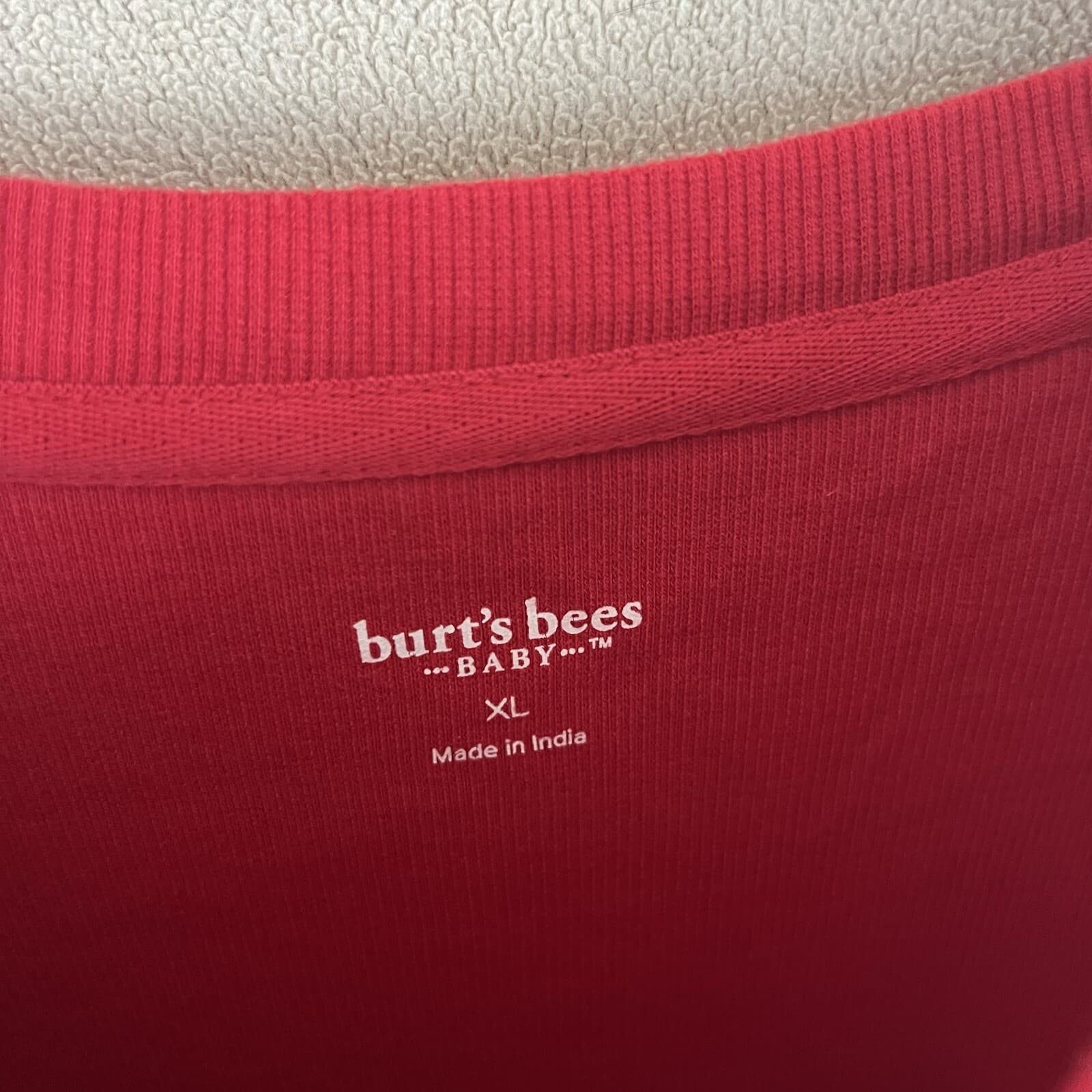 Burts Bees Unisex Sweater Sz XL Red Organic Cotton Long Sleeve Shirt Base Layer - Thumbnail 3