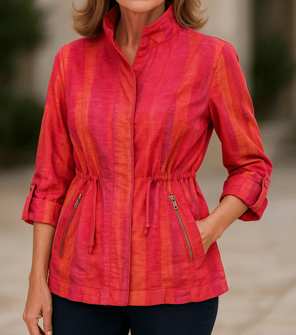 Sharon Young Windbreaker Jacket Women's Small Pink Orange Shimmer Lined Full Zip - Thumbnail 8