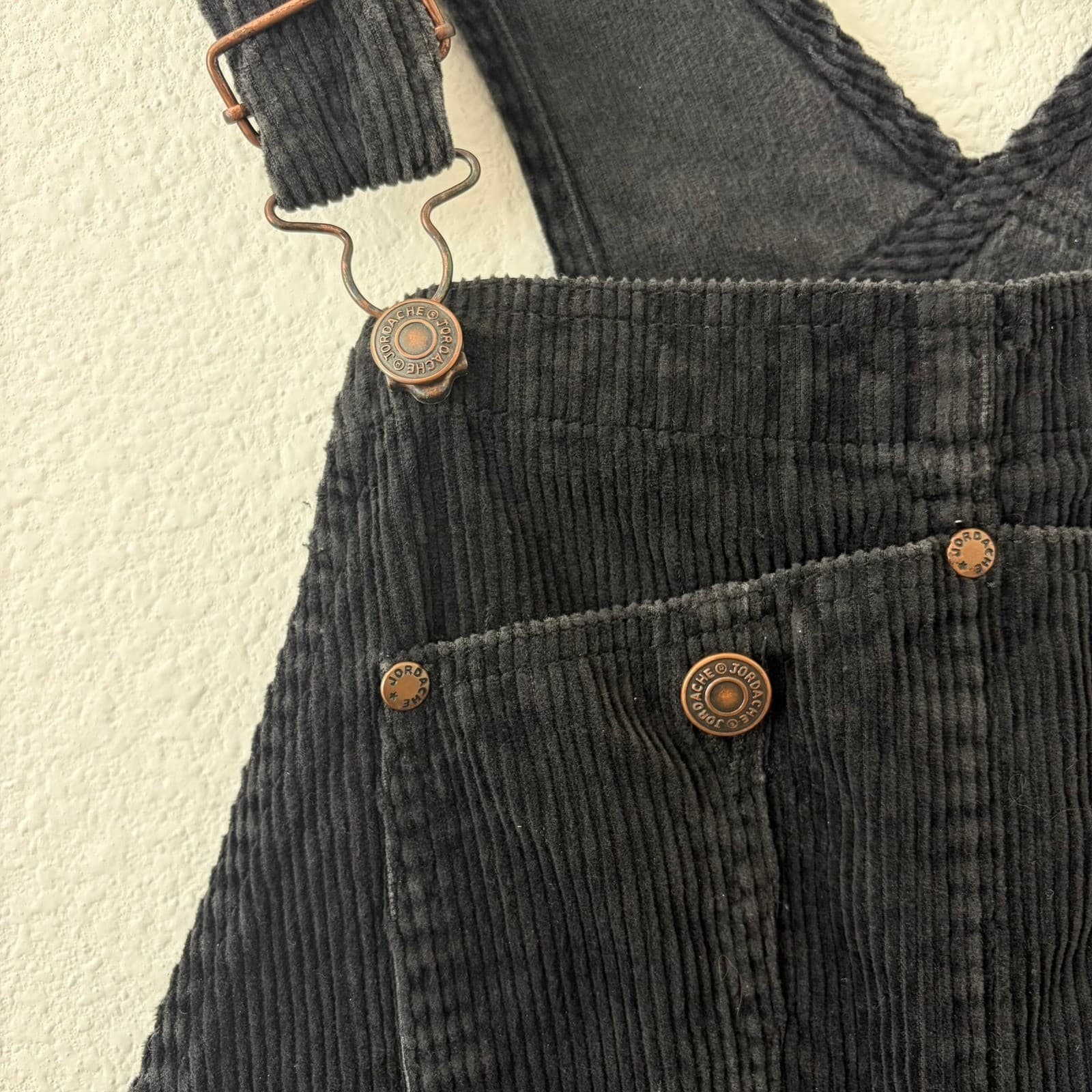 Jordache Overalls Women Medium Black Corduroy Girlfriend Vintage Bibs Utility - Thumbnail 3