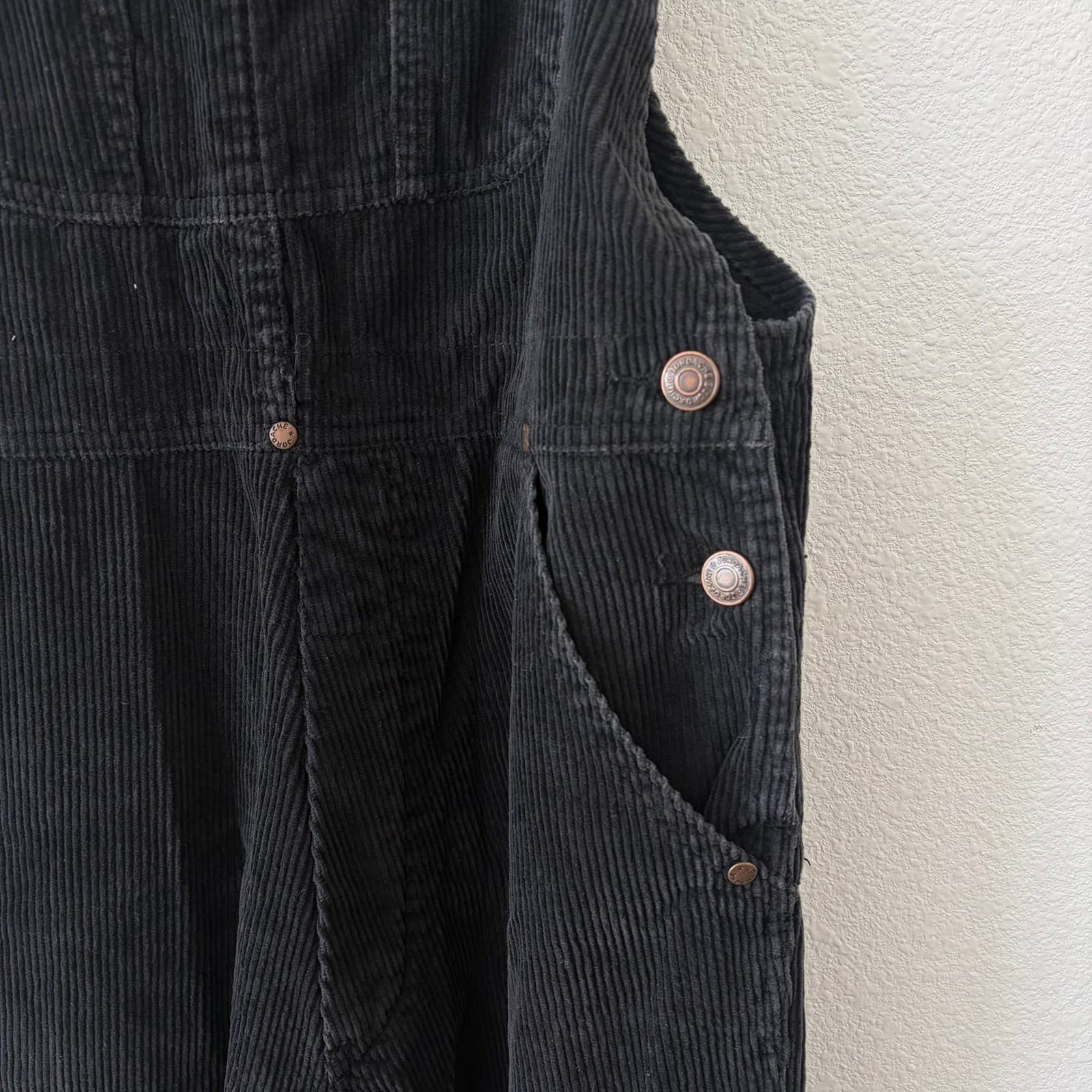 Jordache Overalls Women Medium Black Corduroy Girlfriend Vintage Bibs Utility - Thumbnail 4
