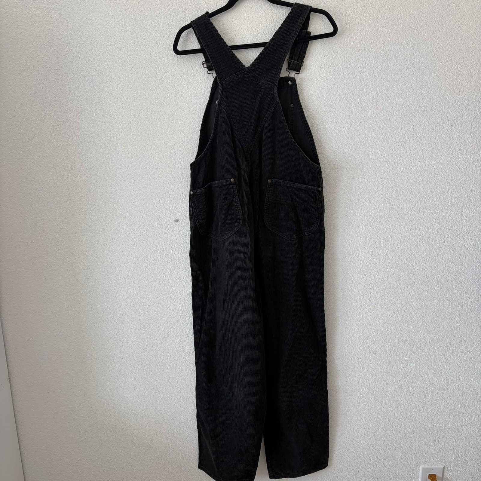 Jordache Overalls Women Medium Black Corduroy Girlfriend Vintage Bibs Utility - Thumbnail 5