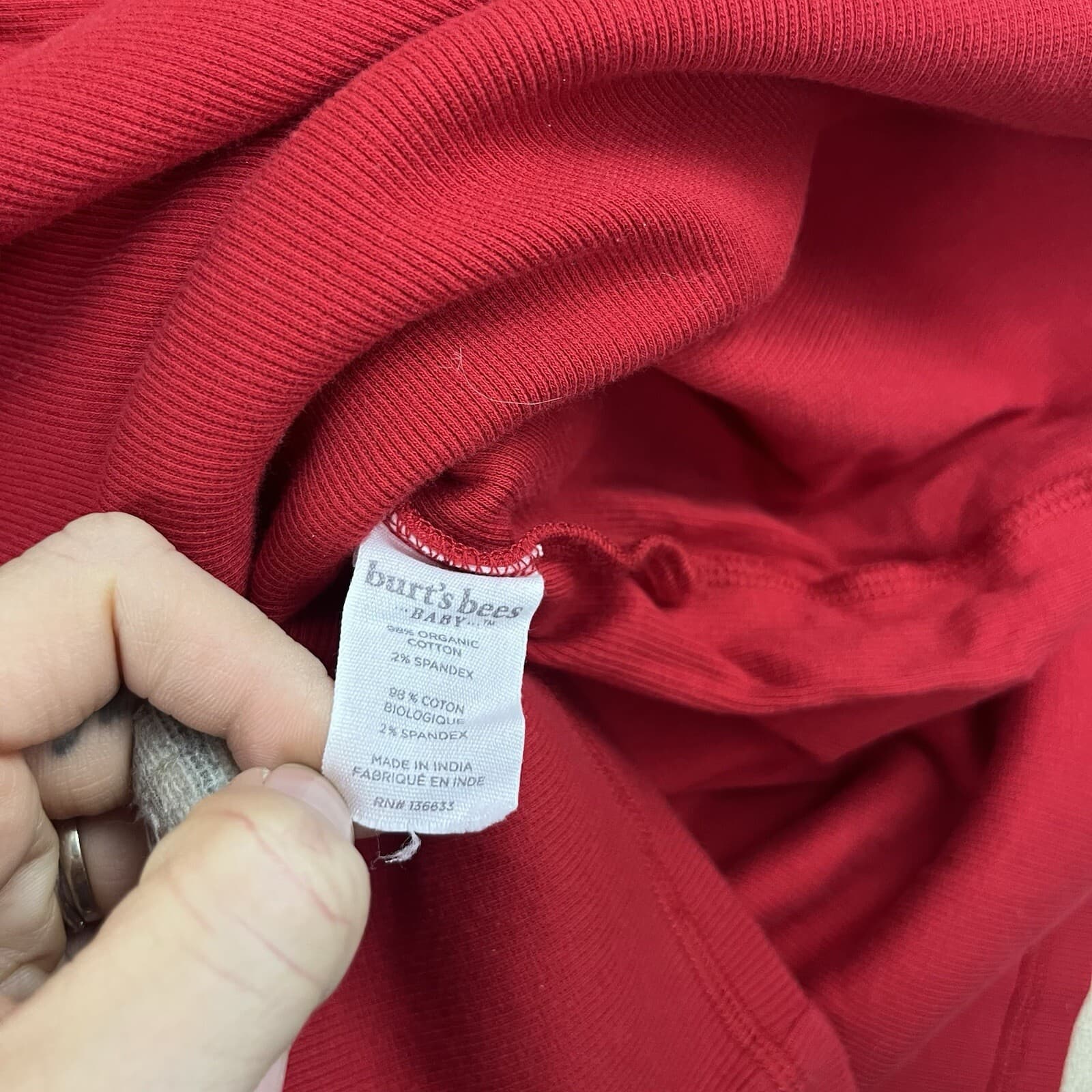 Burts Bees Unisex Sweater Sz XL Red Organic Cotton Long Sleeve Shirt Base Layer - Thumbnail 4