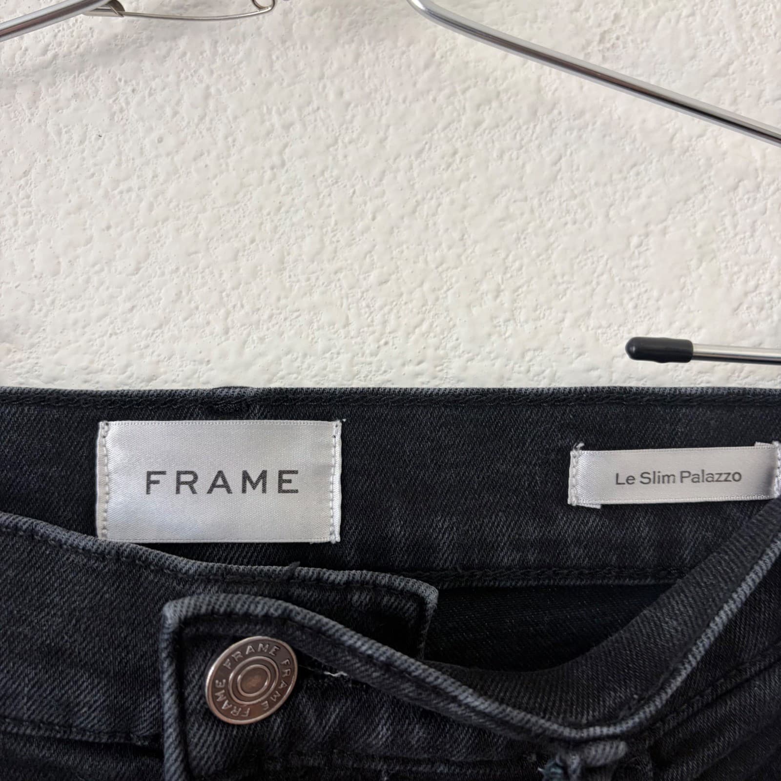FRAME Le Slim Palazzo Jeans Womens Size 26 Black High Rise Wide Leg LSP631 - Thumbnail 2