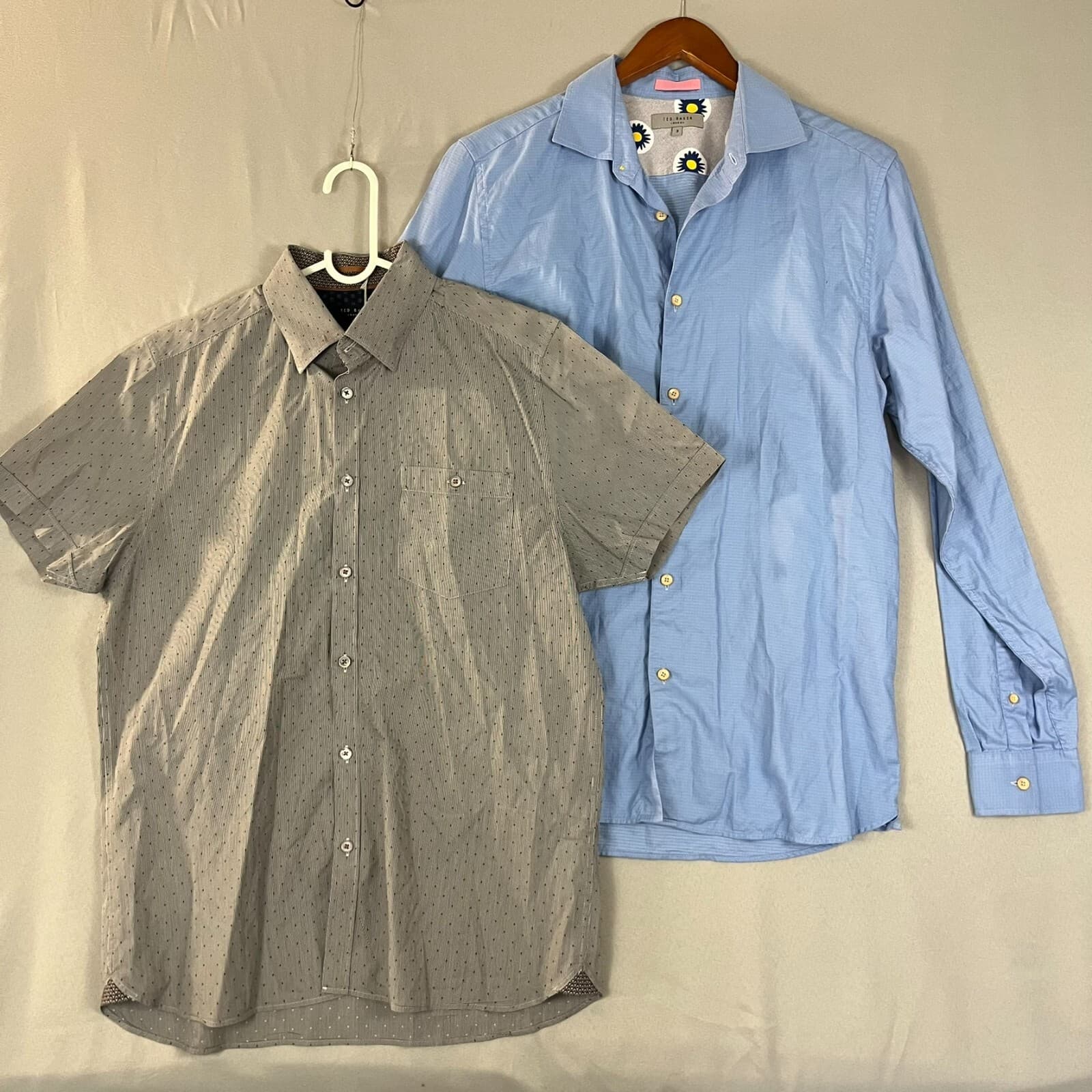 Lot Of 2 Ted Baker Shirt Mens 3 Gray Blue 100% Cotton Professional Career Office - Thumbnail 2