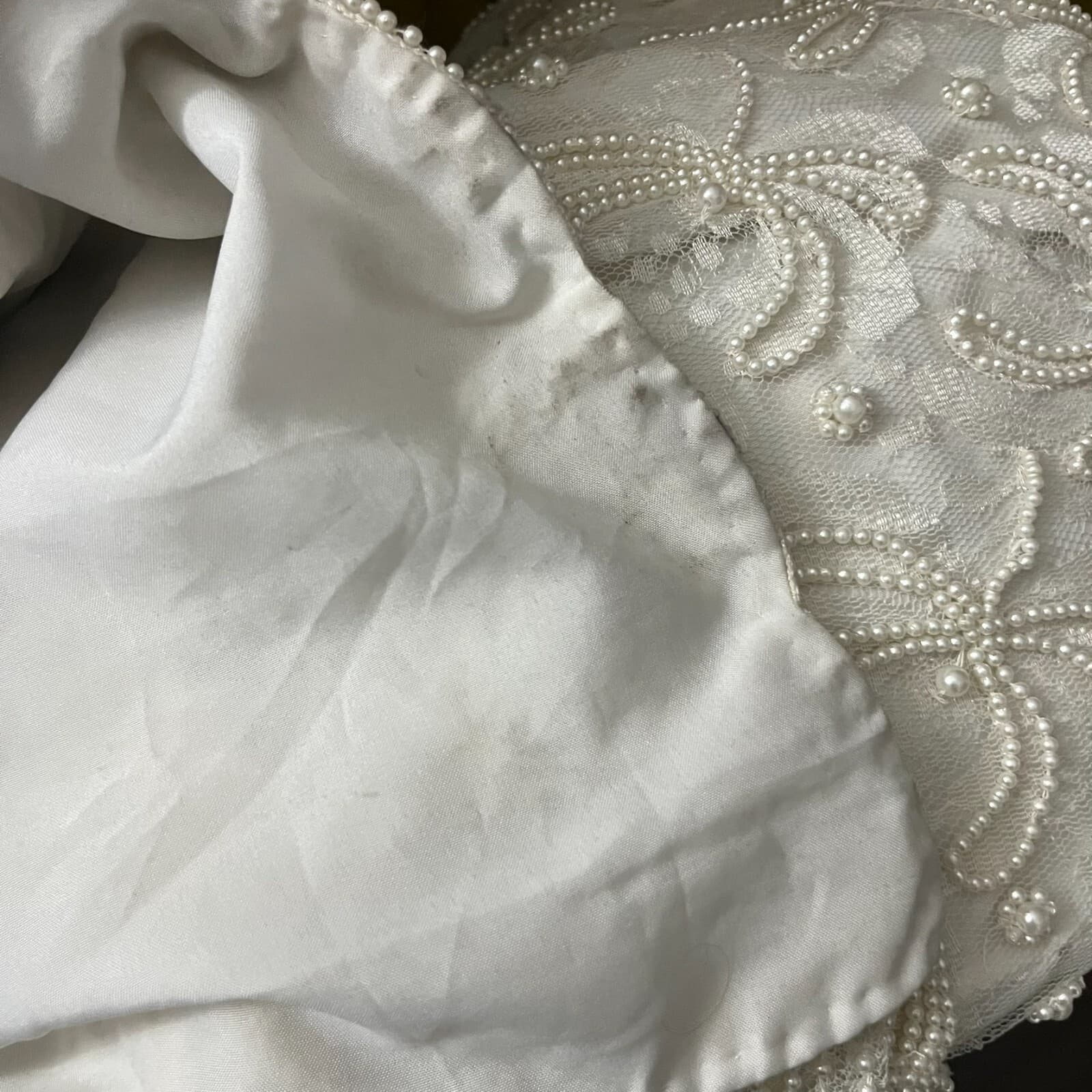 Vintage Scala Dress Women's 1X Ivory Floral Gown Shoulder Pads Formal Wedding - Thumbnail 11