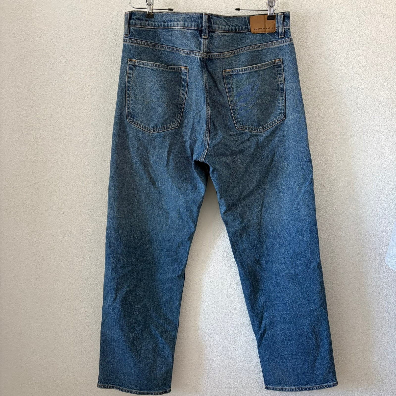 American Eagle Easyflex Jeans Mens 34x34 Blue Straight Leg Medium Wash Denim - Thumbnail 2