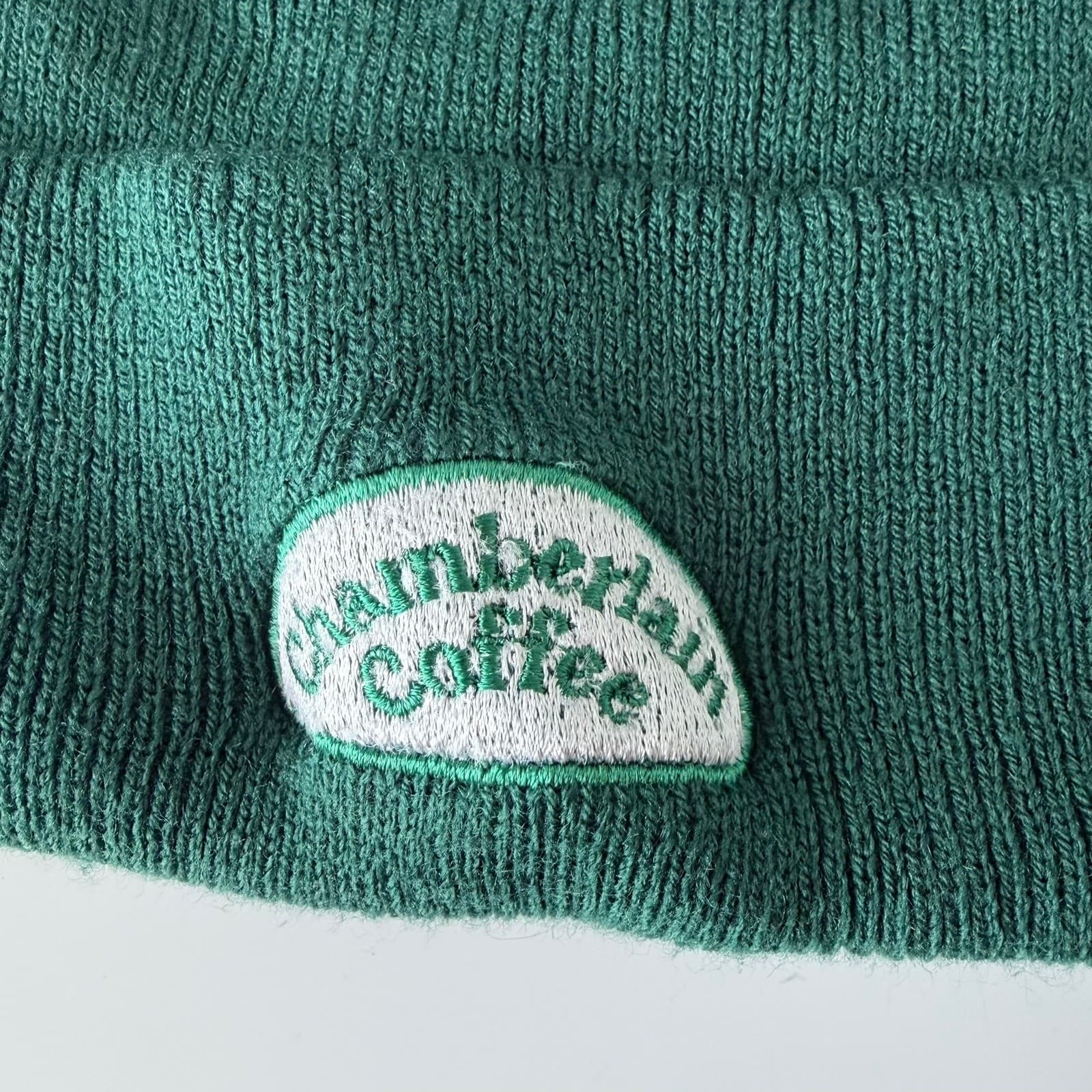 Chamberlain Coffee Forest Green Knit Beanie Embroidered Logo Patch Hat One Size - Thumbnail 2