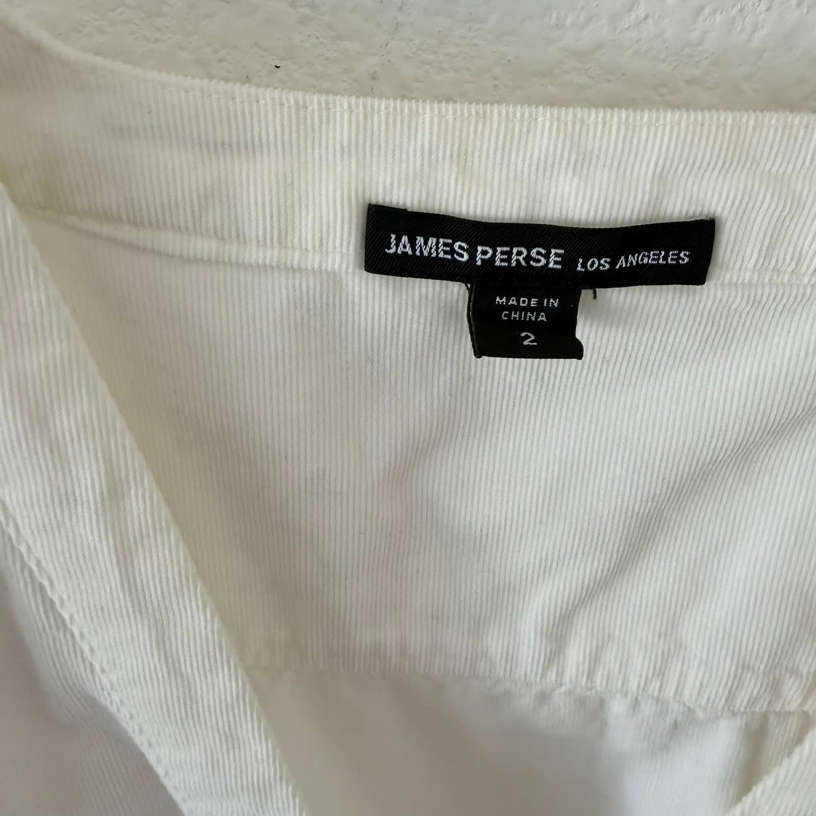 James Perse Jumpsuit Womens 2 Ivory Corduroy Long Sleeve Utility Minimalist - Thumbnail 3