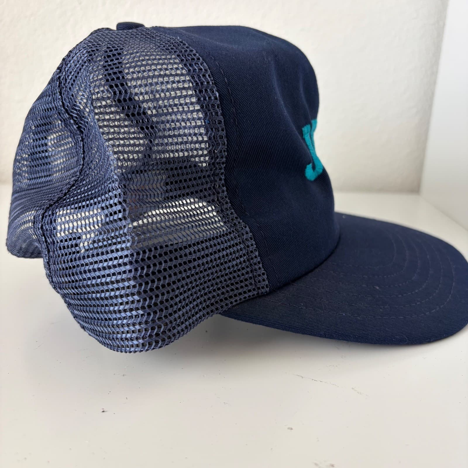 Jeep Trucker Hat Mens Blue Embroidered Snapback Vintage 80s 90s Made in USA Mesh - Thumbnail 4