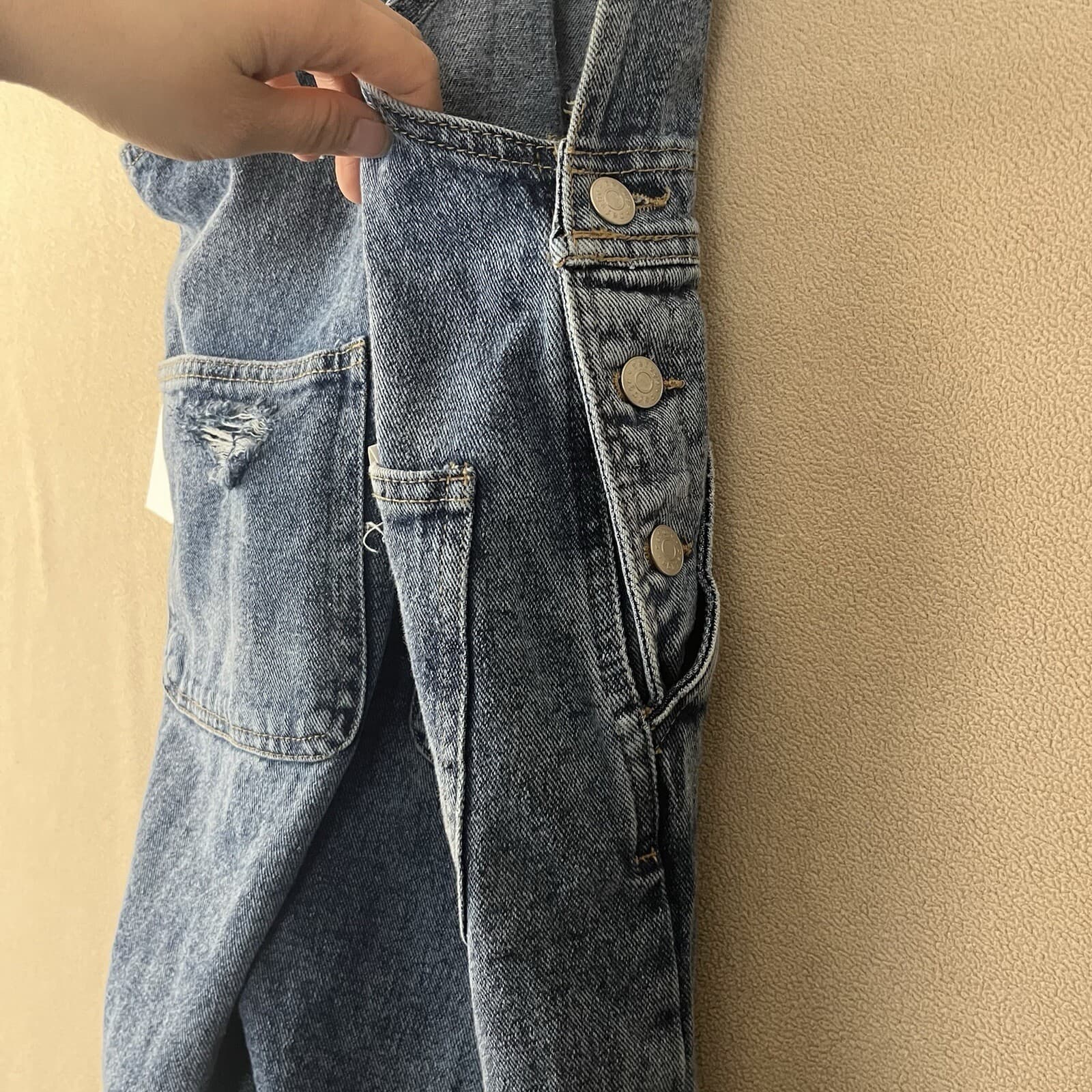 Refuge Overall Bibs Womens Size Small Ripped Distressed Denim Jeans Overalls - Thumbnail 6
