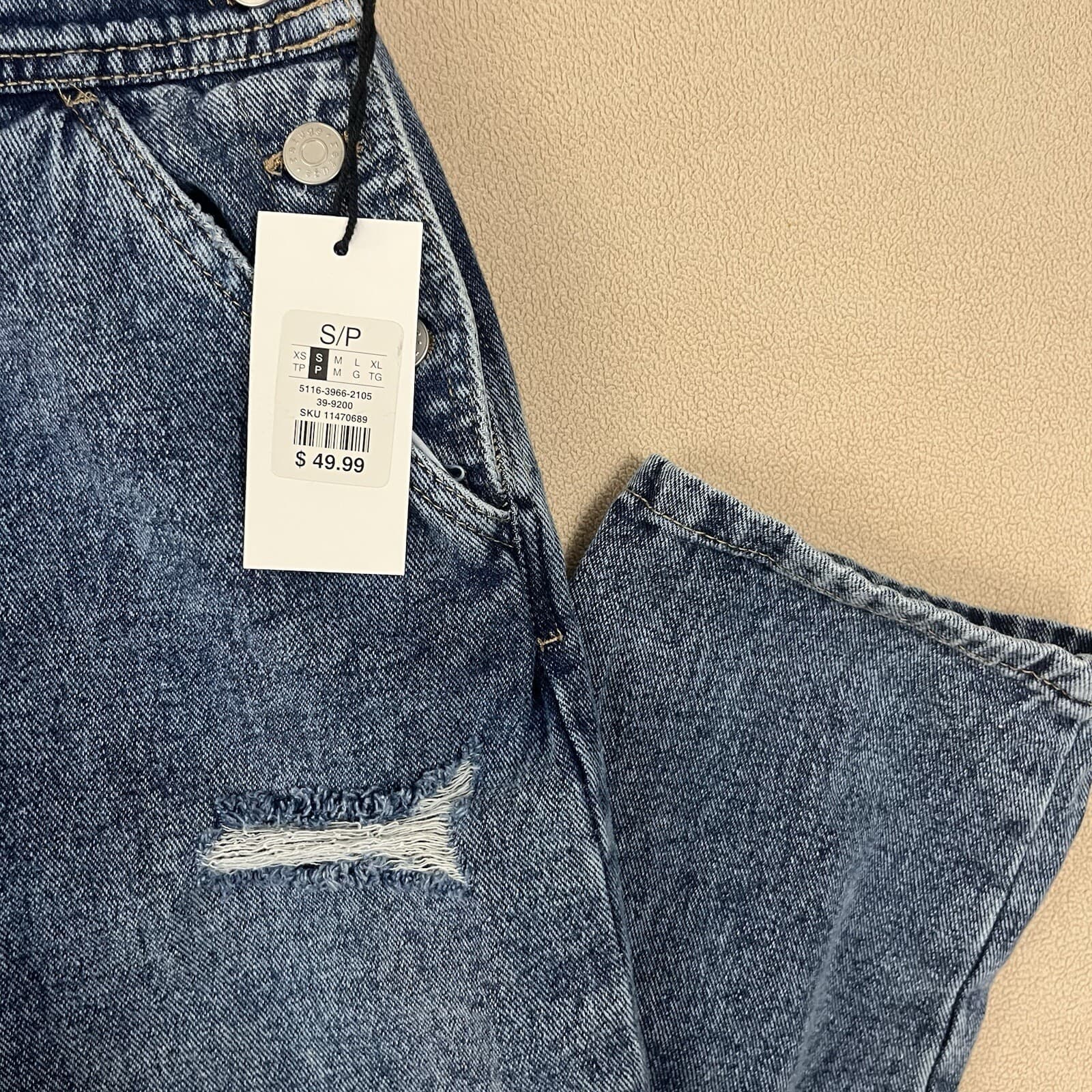 Refuge Overall Bibs Womens Size Small Ripped Distressed Denim Jeans Overalls - Thumbnail 2