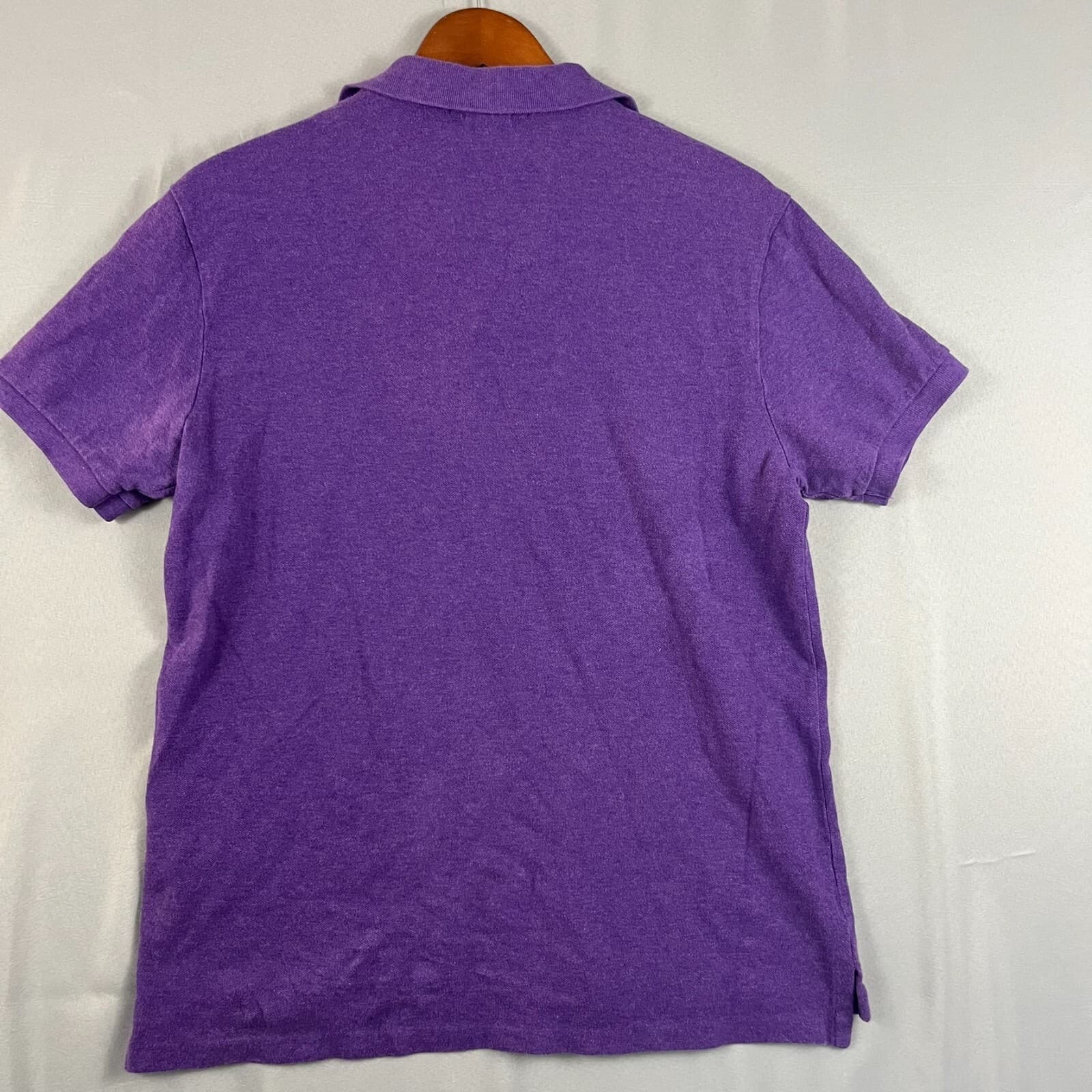 Vtg Polo Ralph Lauren Men's Polo Shirt LG Purple Short Sleeve Slim Green Horse - Thumbnail 3