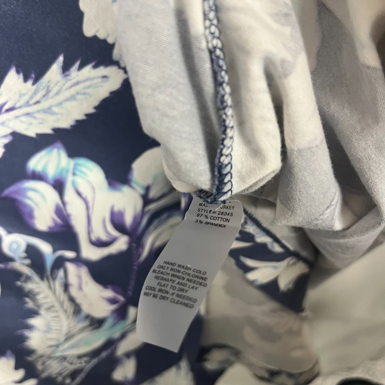 Soft Surroundings Sheath Dress Women's M Blue White Floral Stretch Surplice Neck - Thumbnail 3