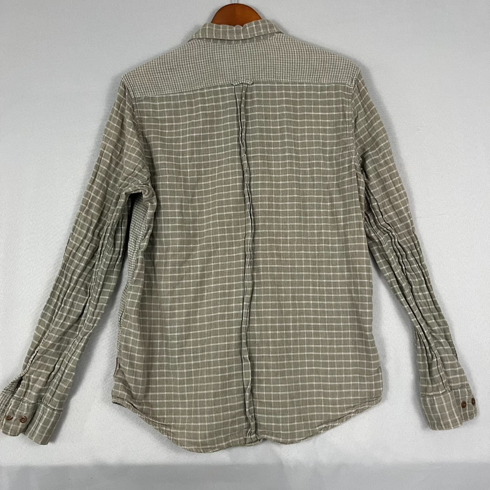 Ben Sherman Shirt Men's Large Olive Green Check Classic Pockets Button Up Grunge - Thumbnail 7