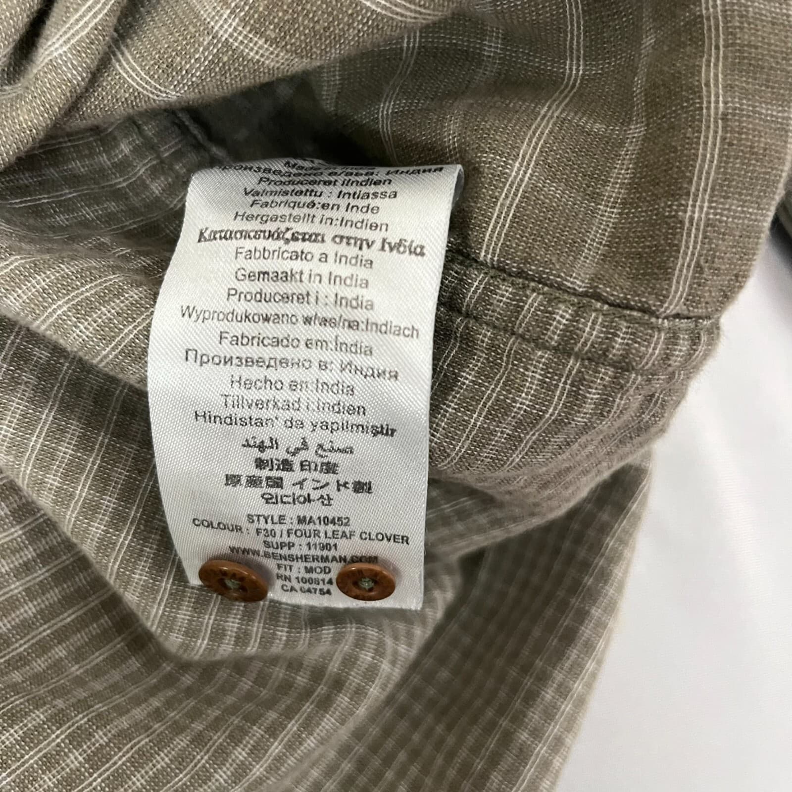 Ben Sherman Shirt Men's Large Olive Green Check Classic Pockets Button Up Grunge - Thumbnail 6