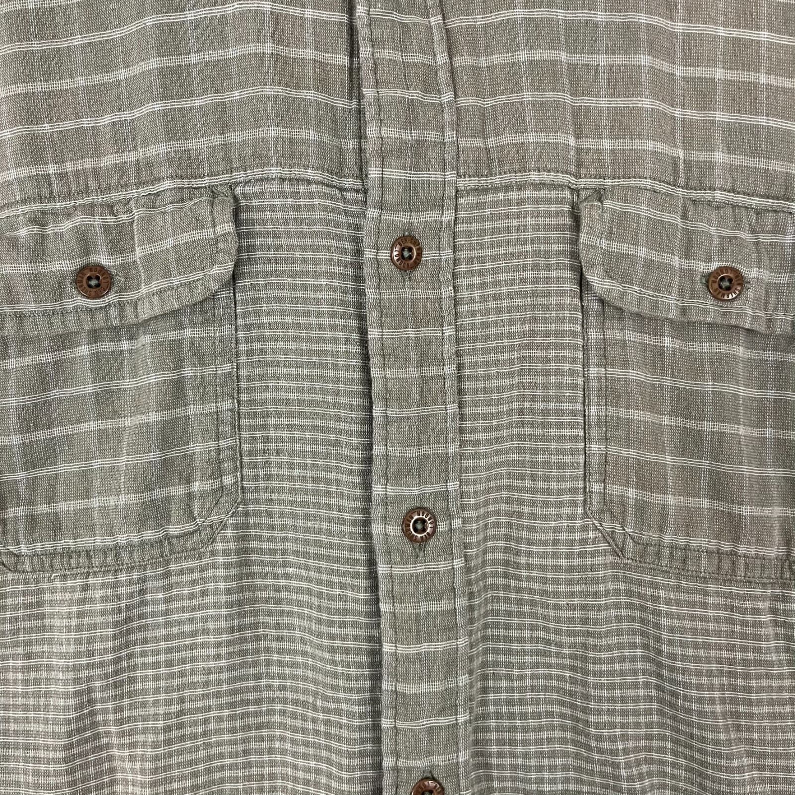 Ben Sherman Shirt Men's Large Olive Green Check Classic Pockets Button Up Grunge - Thumbnail 4