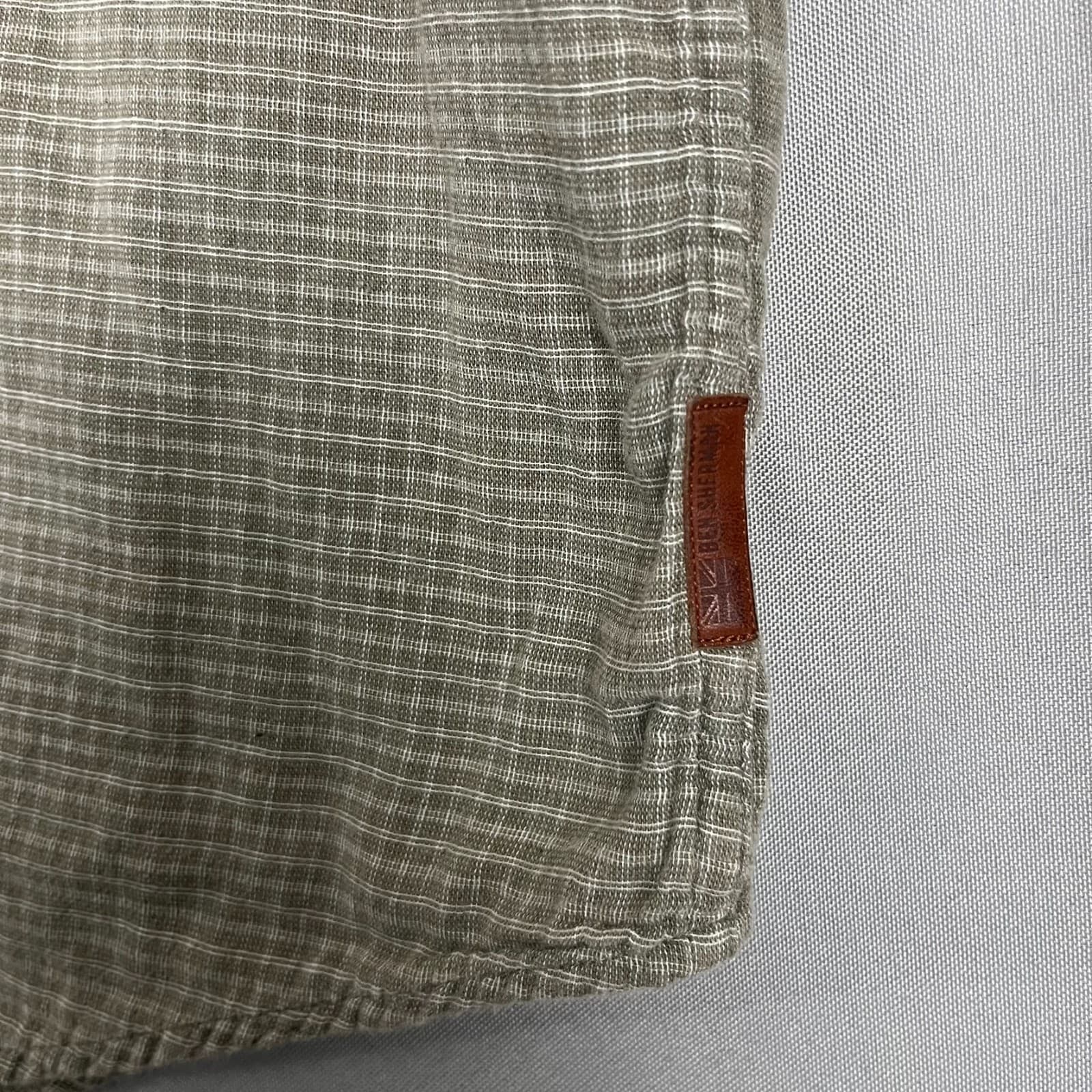 Ben Sherman Shirt Men's Large Olive Green Check Classic Pockets Button Up Grunge - Thumbnail 5