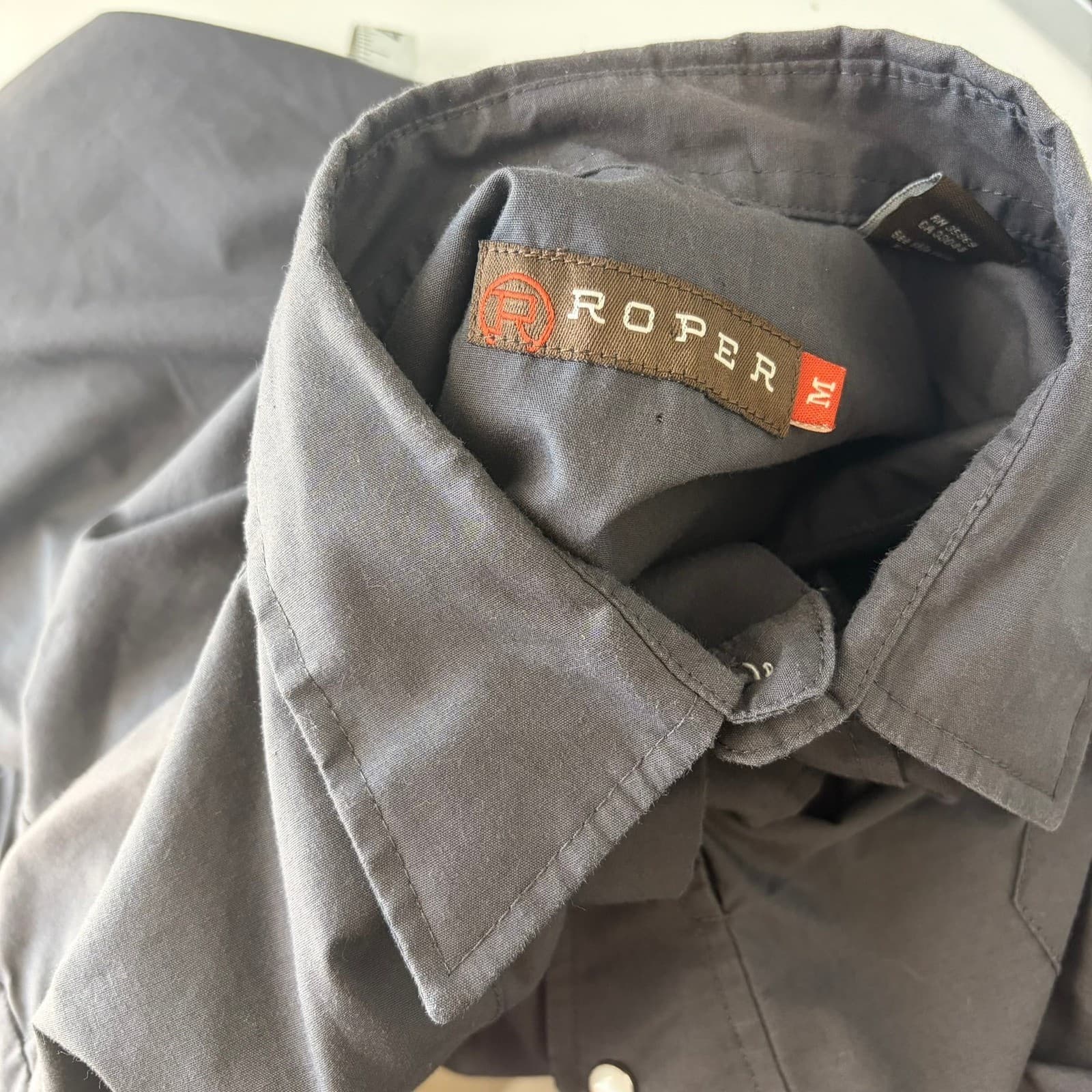 Roper Western Pearl Snap Shirt Mens Size M Dark Grey Long Sleeve 1-01-025-682-GY - Thumbnail 5