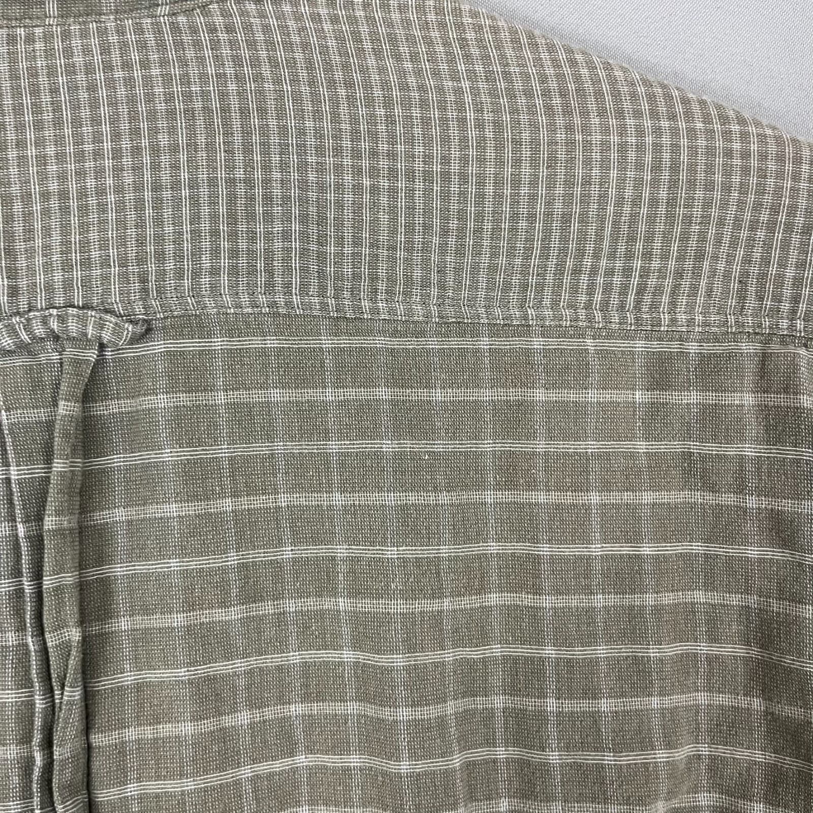 Ben Sherman Shirt Men's Large Olive Green Check Classic Pockets Button Up Grunge - Thumbnail 8