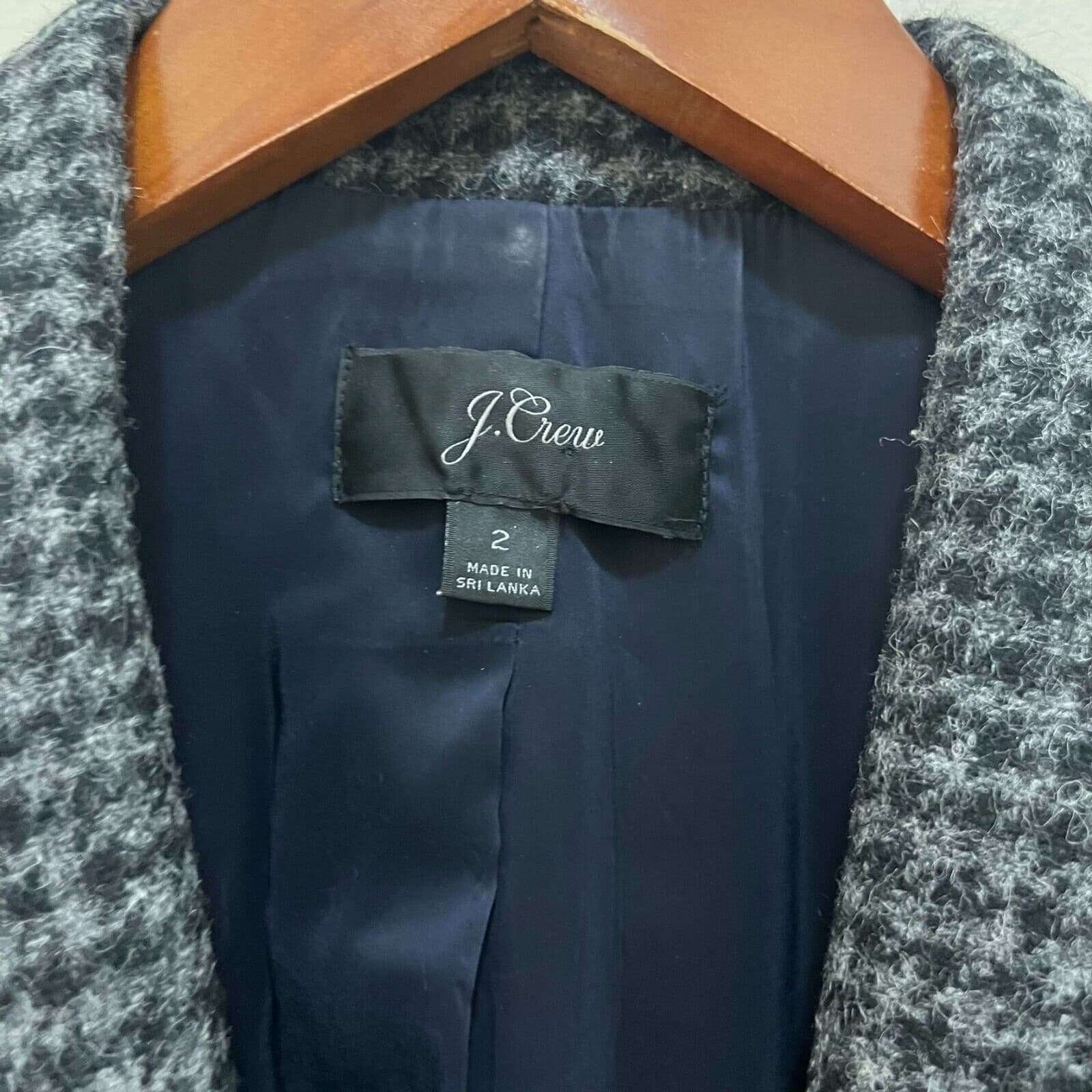 J. Crew Women's Schoolboy Blazer Size 2 Parke Gray Houndstooth 100% Wool Career - Thumbnail 3
