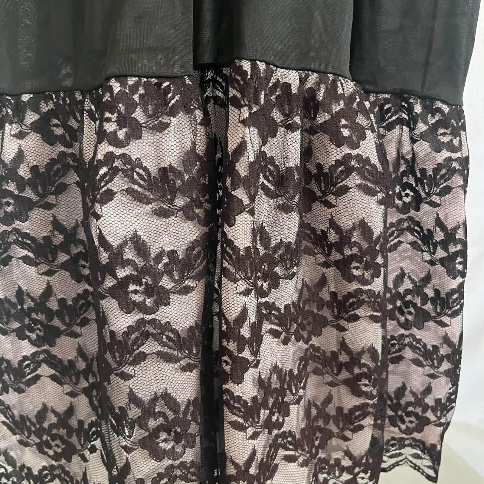Vintage 60s Aristocraft by Superior Nightgown Slip Dress Black Lace Trim Size 36 - Thumbnail 3