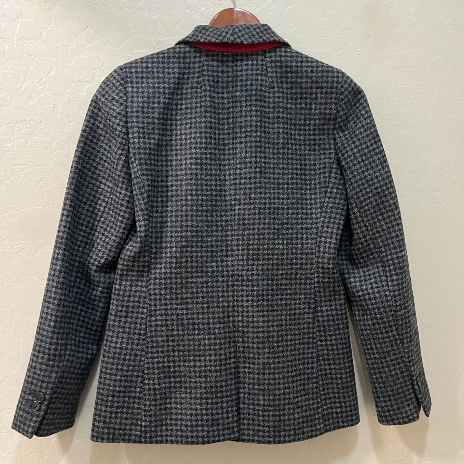 J. Crew Women's Schoolboy Blazer Size 2 Parke Gray Houndstooth 100% Wool Career - Thumbnail 9