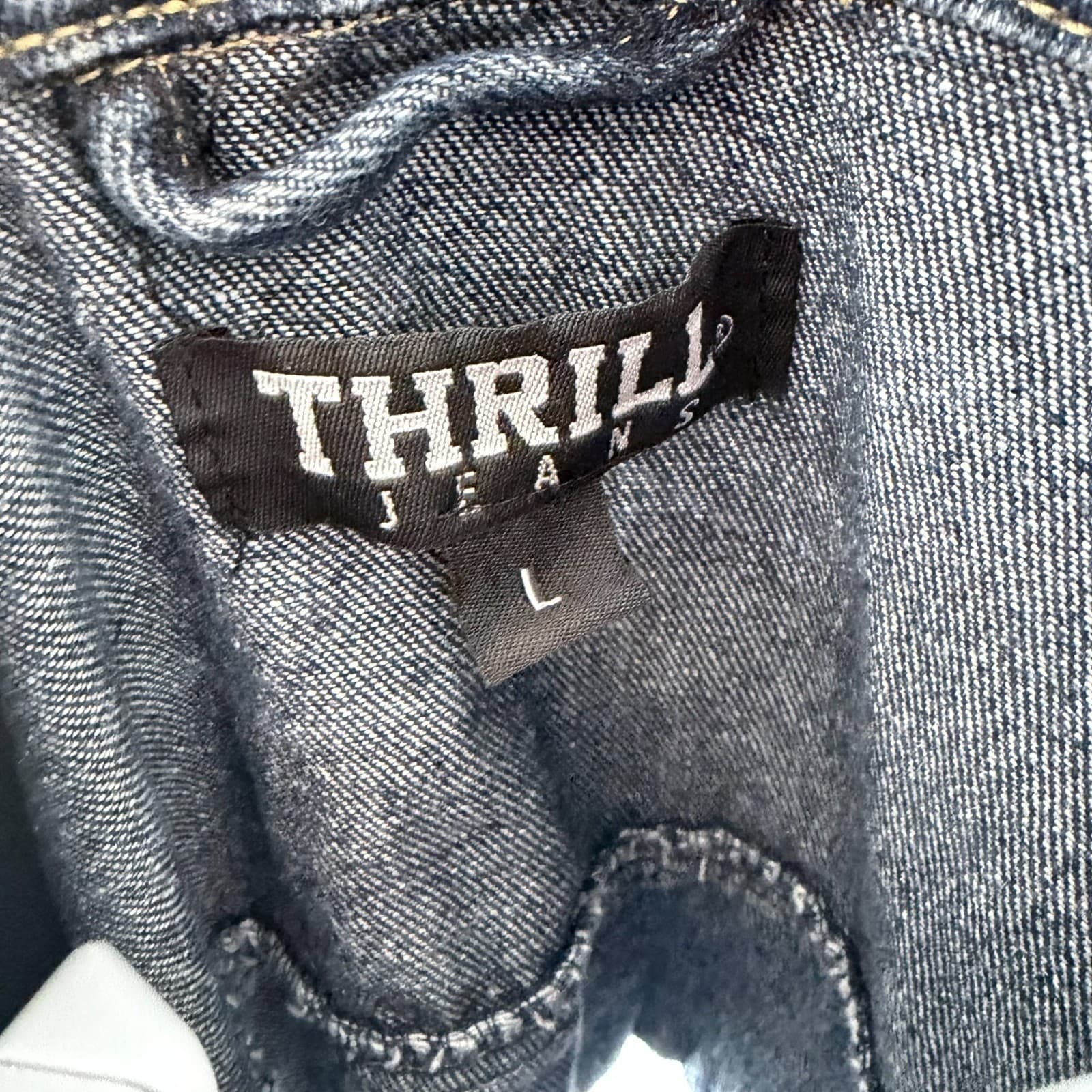 THRILLS Denim Shirt Dress Sz L Distressed Button Grunge Hobo Frayed Hem Festival - Thumbnail 4
