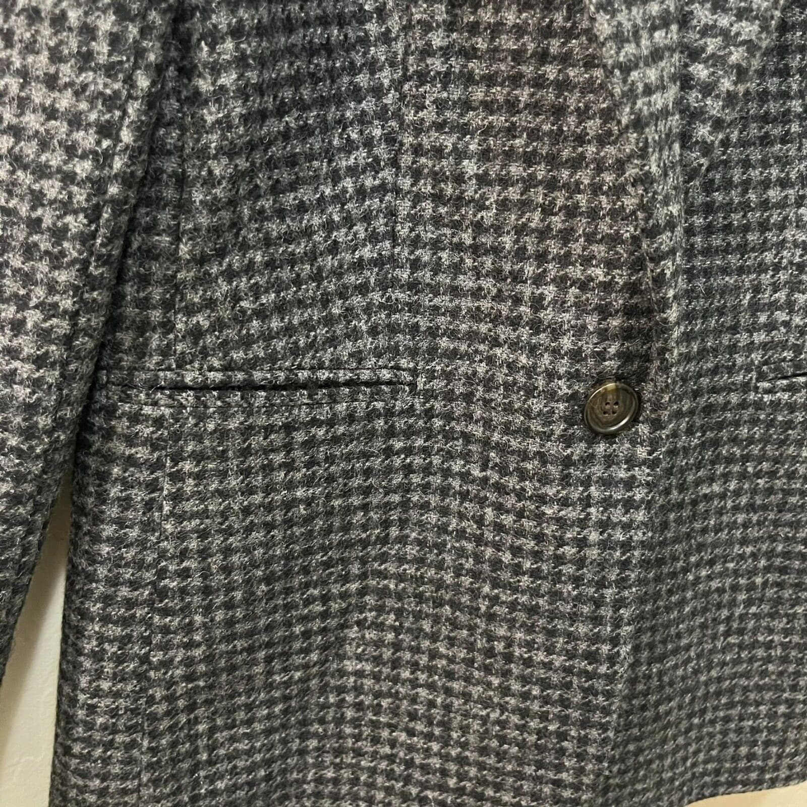 J. Crew Women's Schoolboy Blazer Size 2 Parke Gray Houndstooth 100% Wool Career - Thumbnail 4