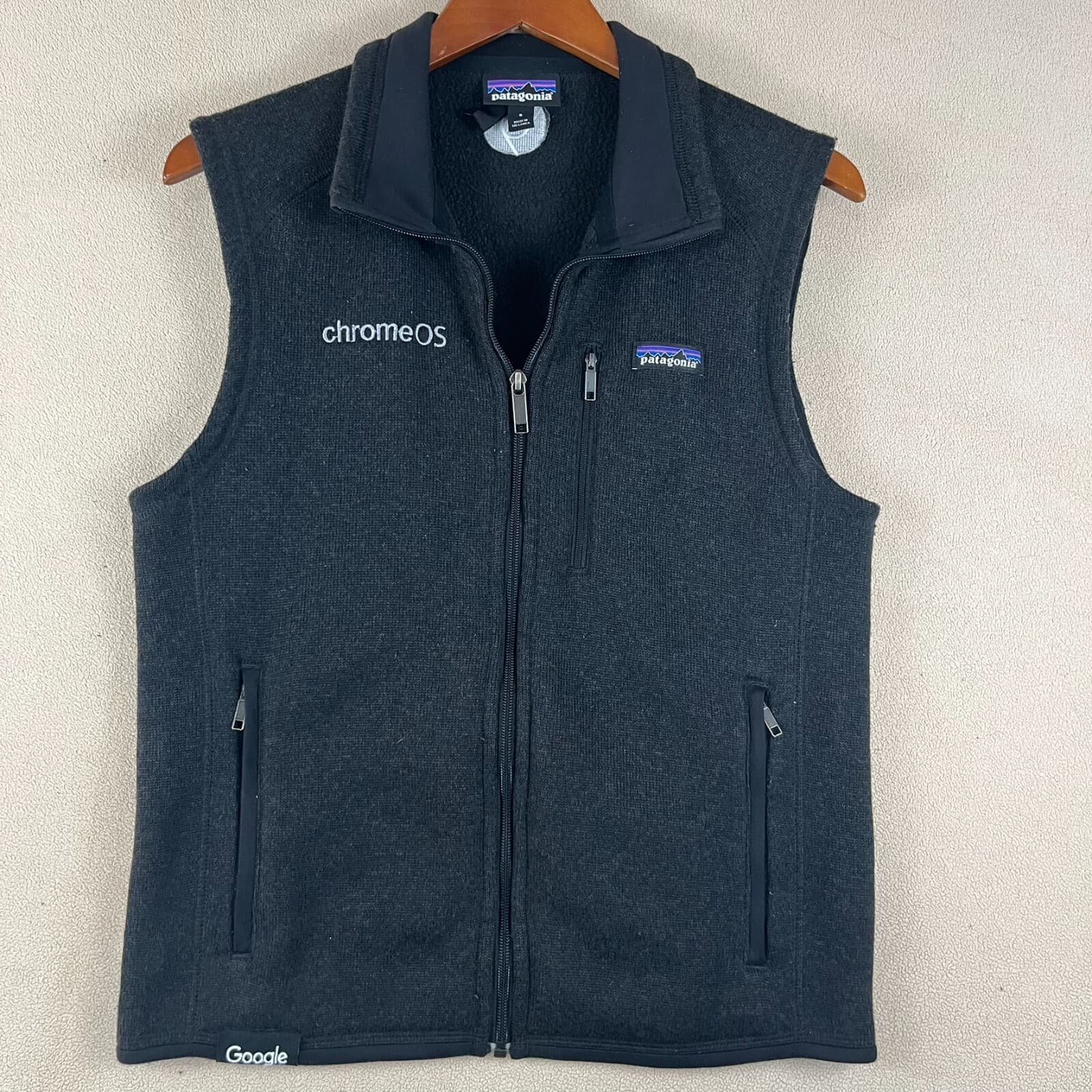 Patagonia Better Sweater Vest Men’s Sz SM Full Zip Black ChromeOS Google Branded - Thumbnail 4