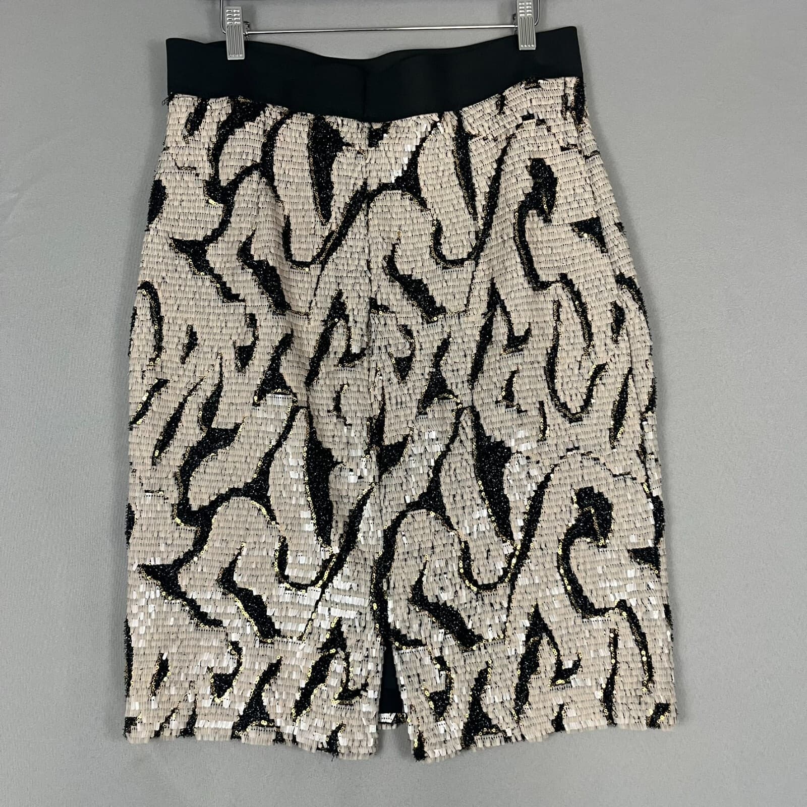 Antonio Melani Pencil Skirt Women's 10 Black Sequin Office Party Glam Profession - Thumbnail 3