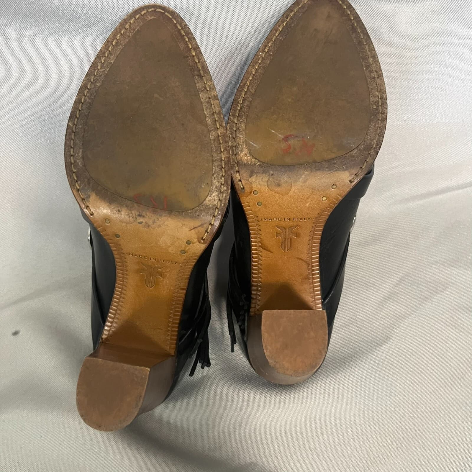 Frye June Mule Concho Women's Mule Size Black Leather Casual Slip On Block Heel - Thumbnail 5