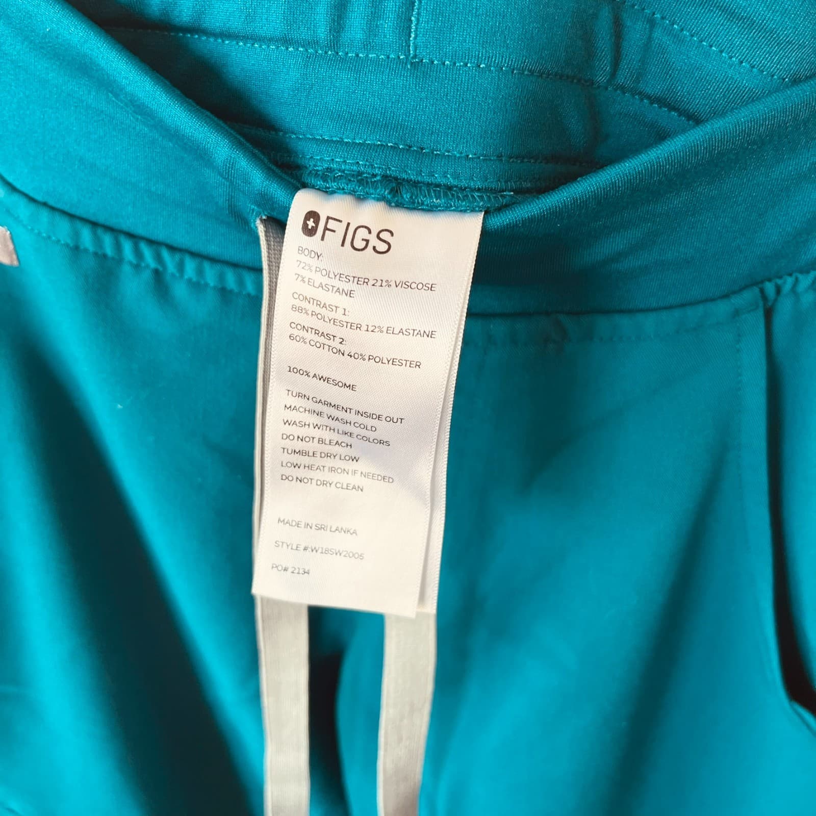 Figs Zamora Jogger Scrub Pants Women's 2XS Green Viscose Tapered Leg Drawstring - Thumbnail 4