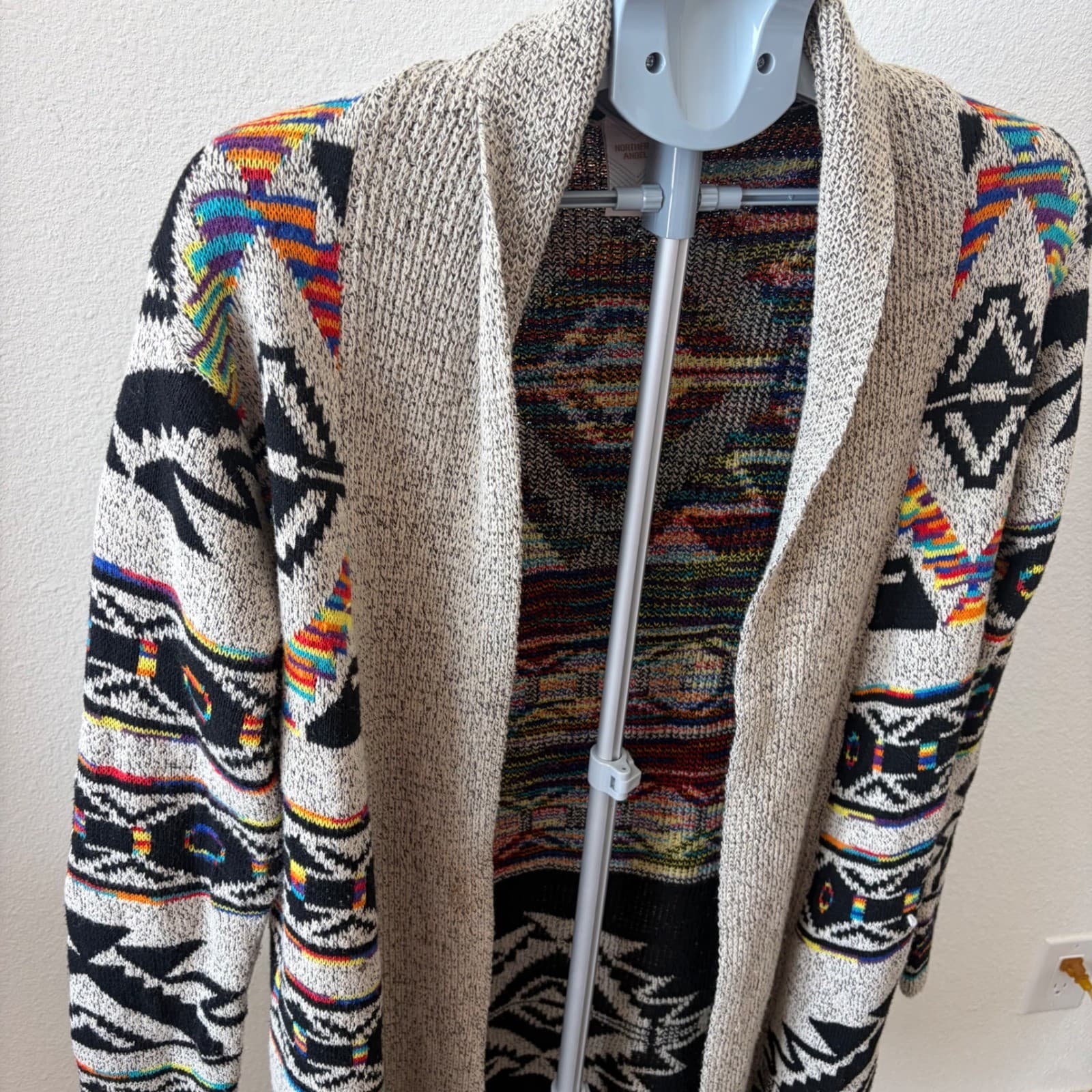 Northern Angel Cardigan Women L Multicolor Southwestern Aztec Longline - Thumbnail 3