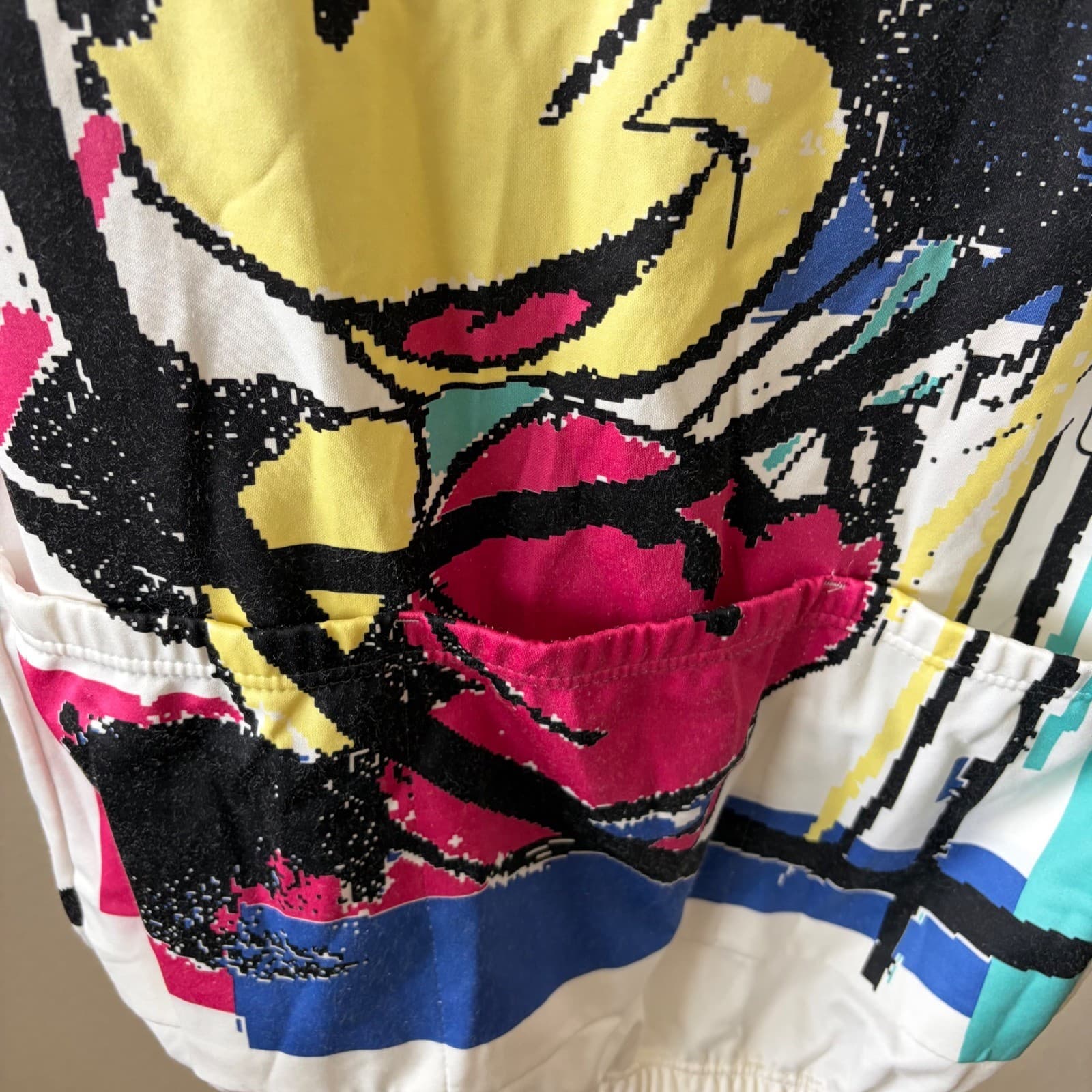Giordana Cycling Jersey Womens XL White Mickey Mouse 90s Pop Art Quarter Zip - Thumbnail 4