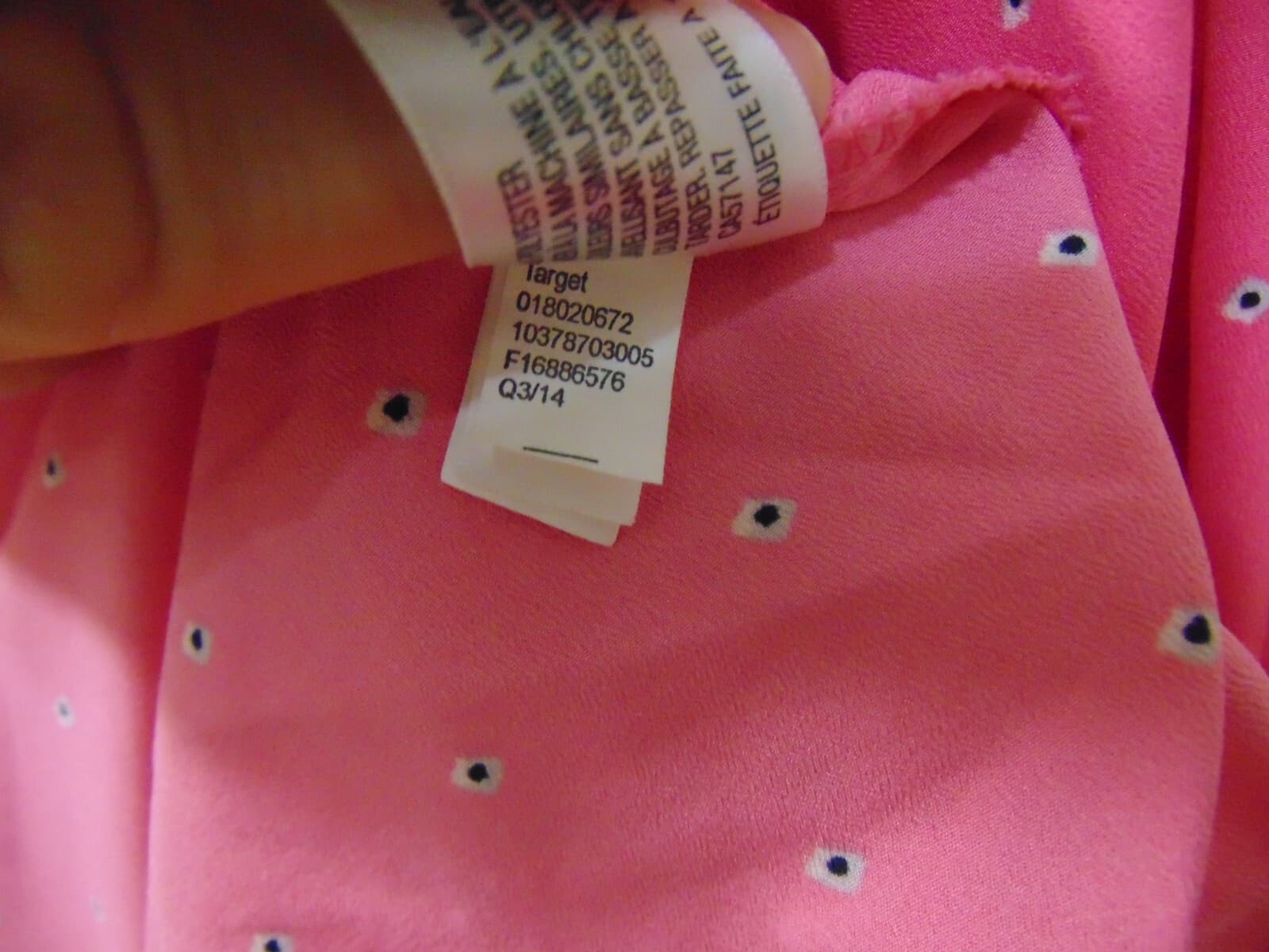 Merona Button Blouse Shirt Relaxed Fit Shrink Resistant Pink W/ Dots - Size XL - Thumbnail 10